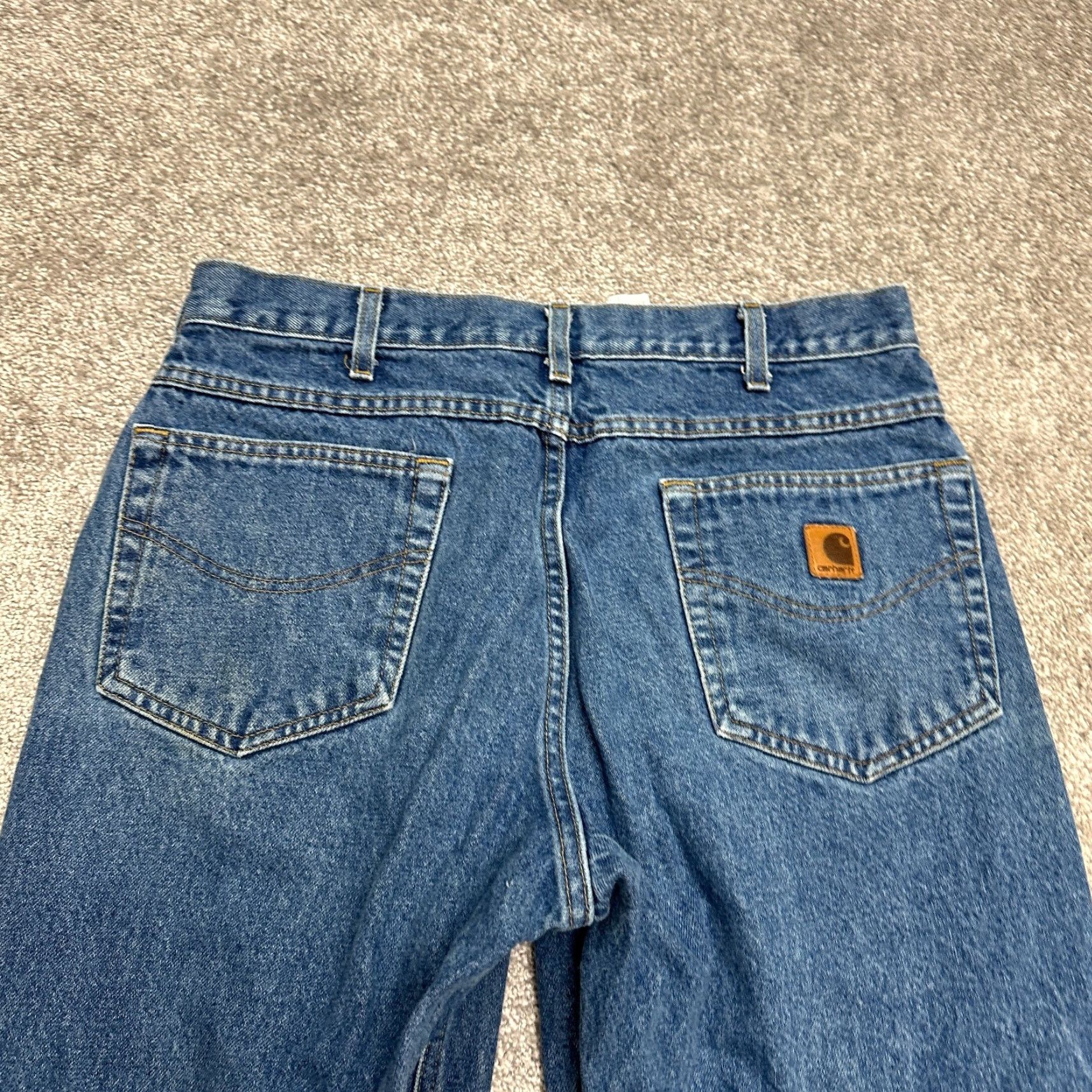 Carhartt Carhartt Jeans Mens 35x30 Denim Blue Medium Wash 29 Inseam Straight Leg Regular Fit 5-Pocket Cotton Denim Casual Button Zip USA Logo Vintage No Size US 35 - 5 Thumbnail