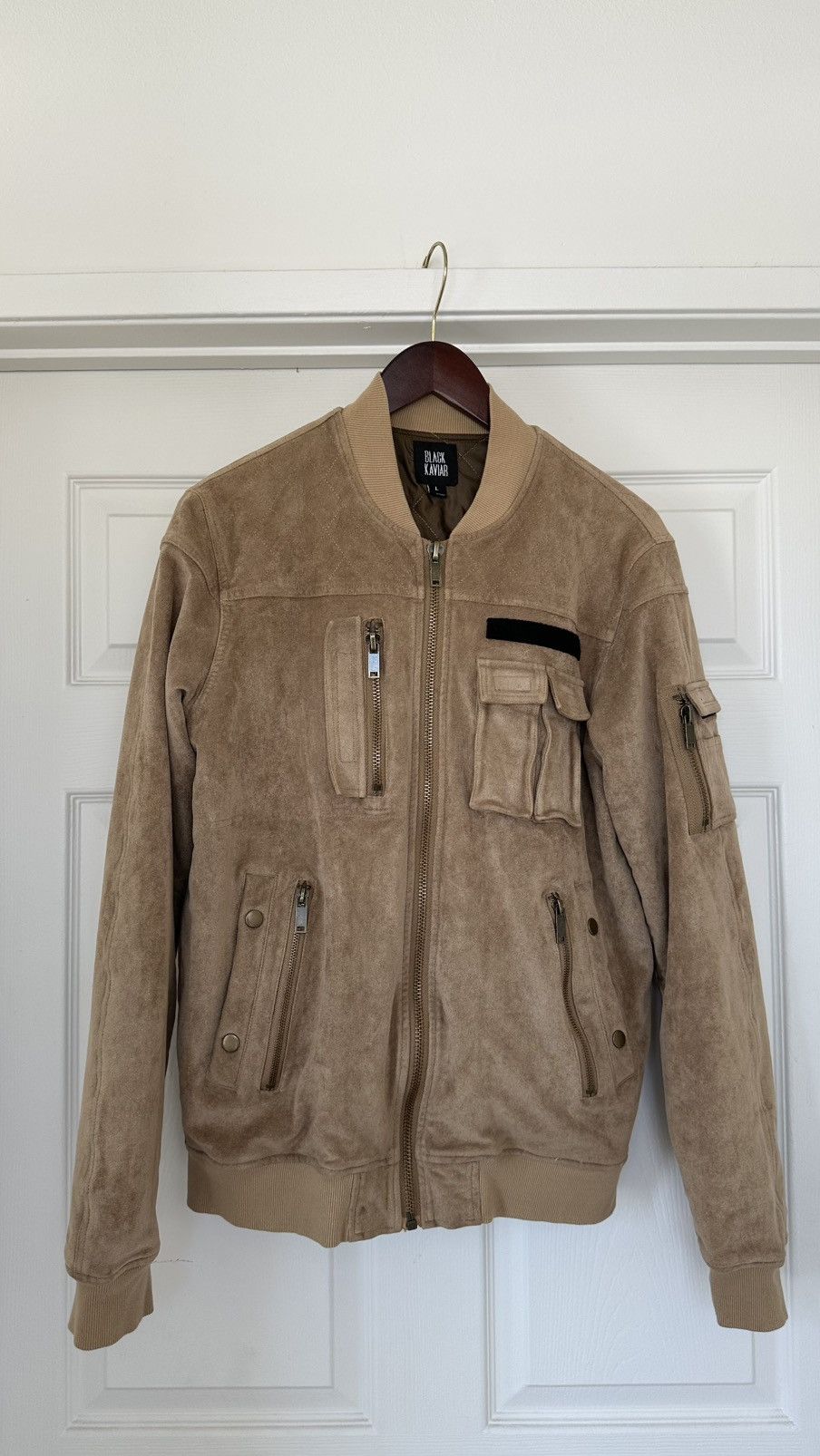 Black Kaviar Faux Suede Bomber Jacket Size US L / EU 52-54 / 3 - 1 Thumbnail