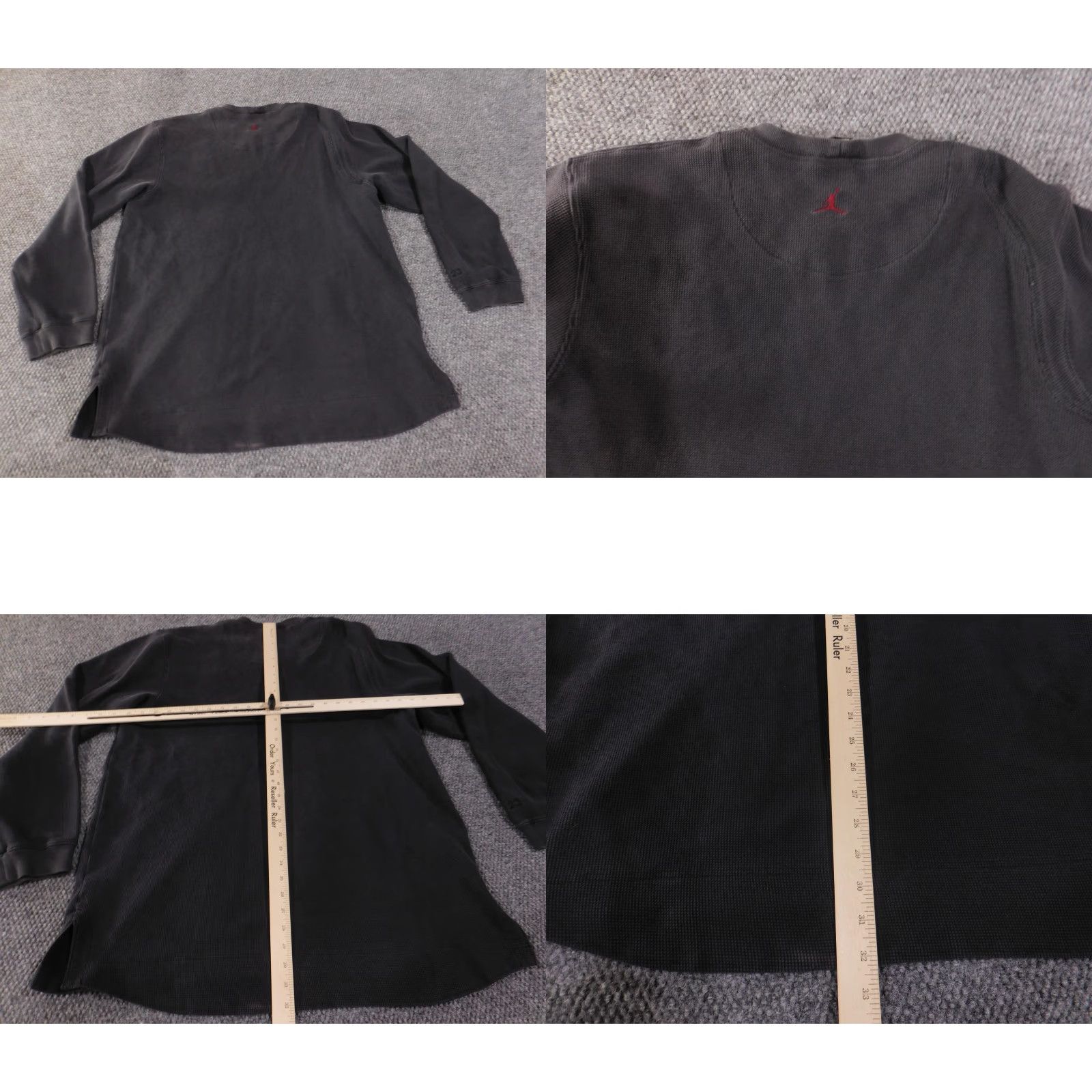 Jordan Brand Nike Jordan Sweatshirt Mens 2XL Crewneck Waffle Thermal Knit Logo Embroidered Jumpman 23 Sleeve Black Charcoal Size US XXL / EU 58 / 5 - 9 Thumbnail