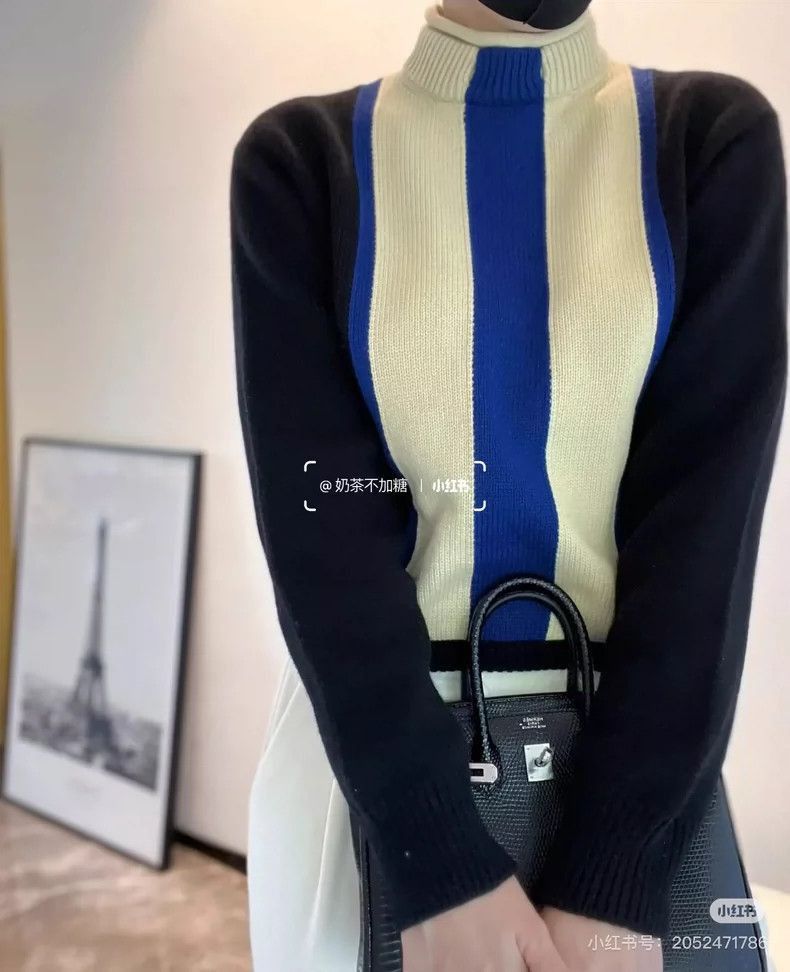 Hermes Hermes Black Blue White Striped Knit Sweater-2506 Size S / US 4 / IT 40 - 7 Thumbnail