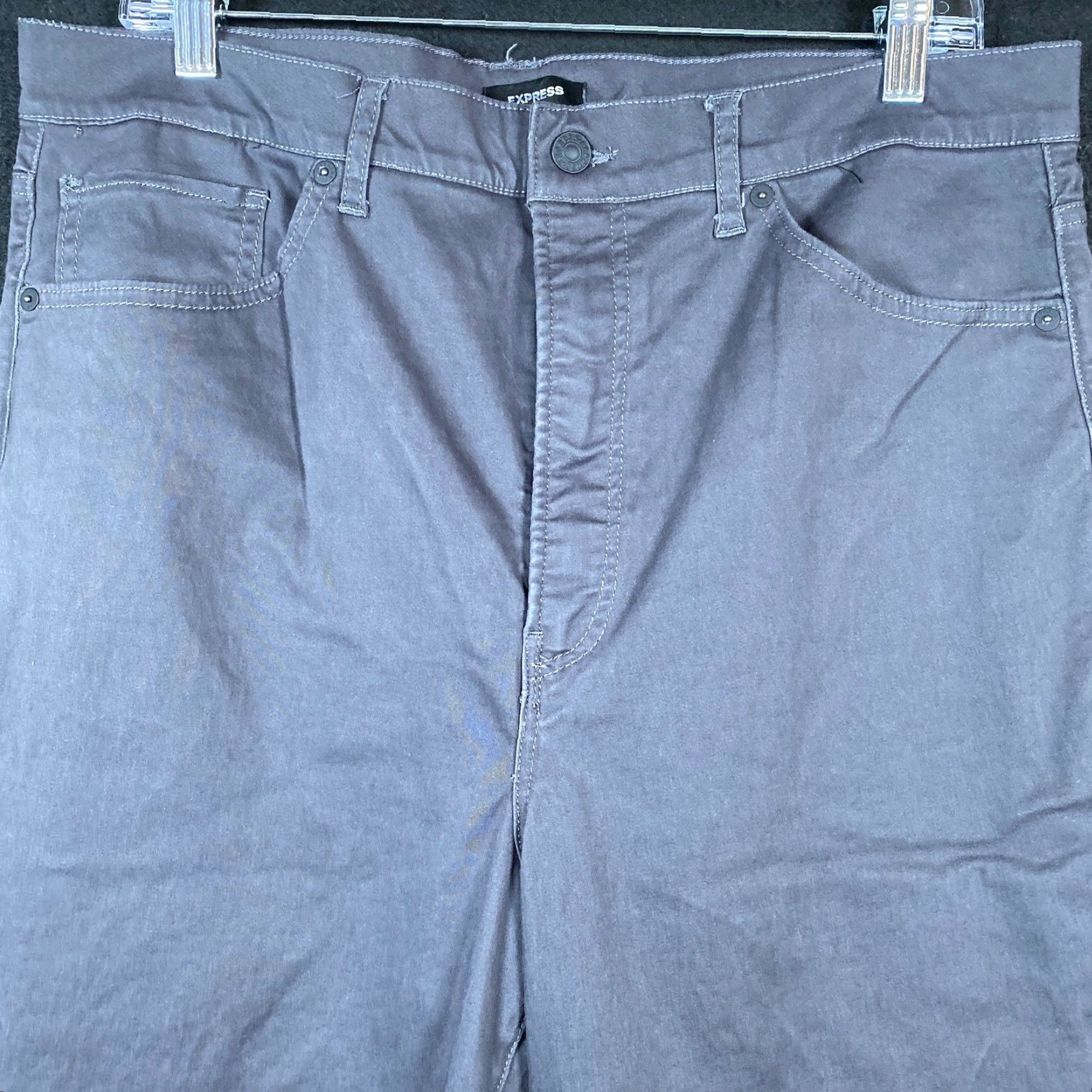 Express Express Womens Pants Gray Super High Rise Slim Modal Blend Stretch 14 Regular Size 24" / US 00 / IT 34 - 2 Thumbnail