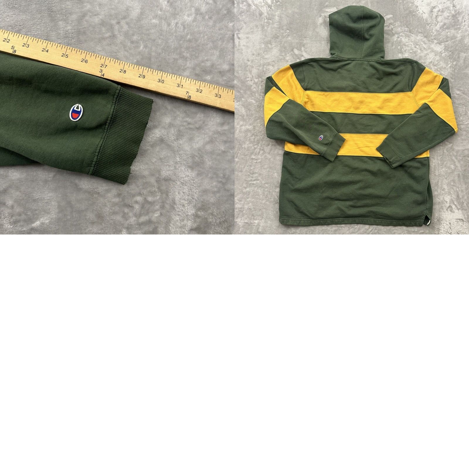 Champion VINTAGE Champion Hoodie Mens XL Yellow Green Rugby La Moyne Dolphins Stripes Pullover Size US XL / EU 56 / 4 - 9 Thumbnail