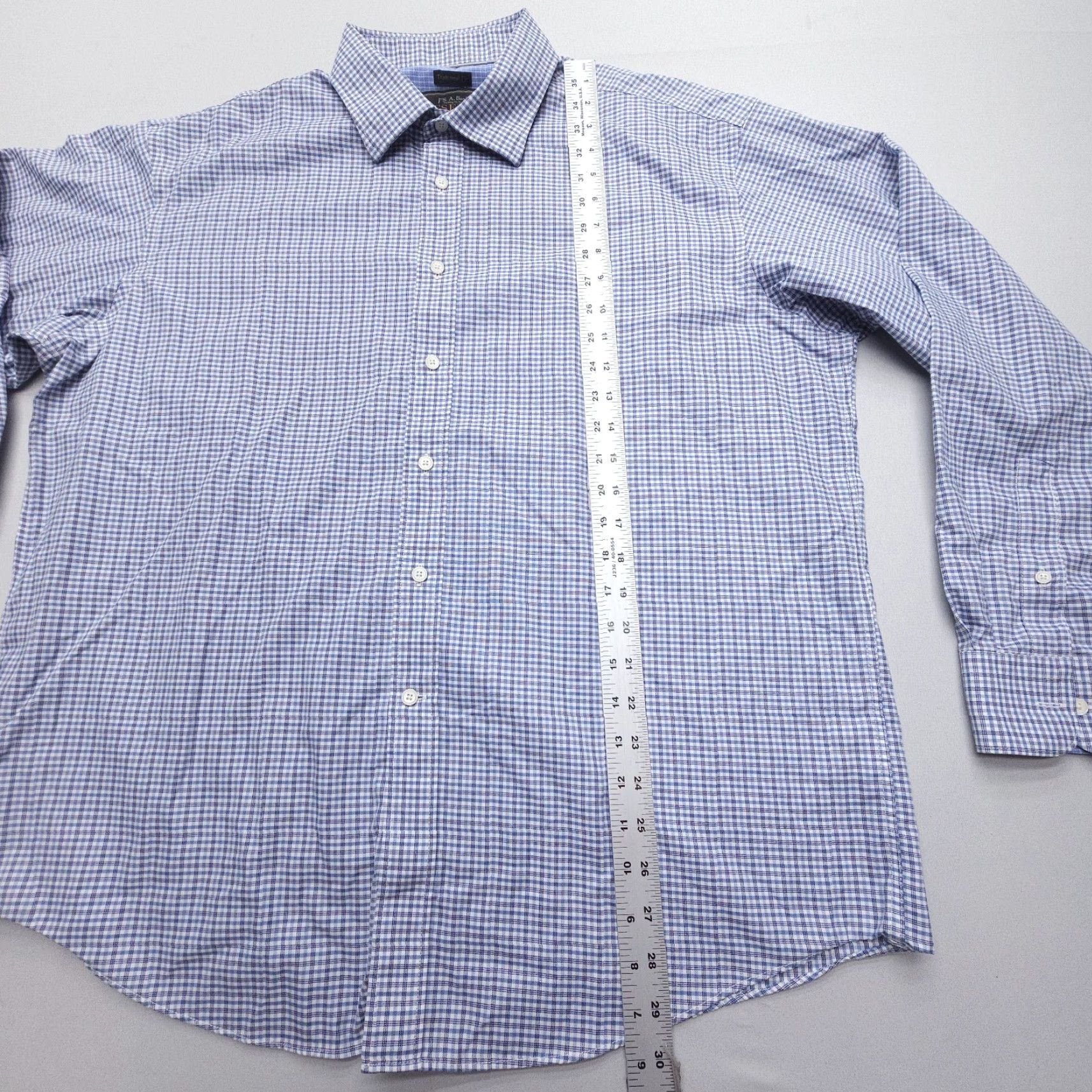 Jos. A. Bank Jos. A. Bank Reserve Dress Shirt Mens XL Blue White Plaid Egyptian Cotton Size 46R - 6 Thumbnail