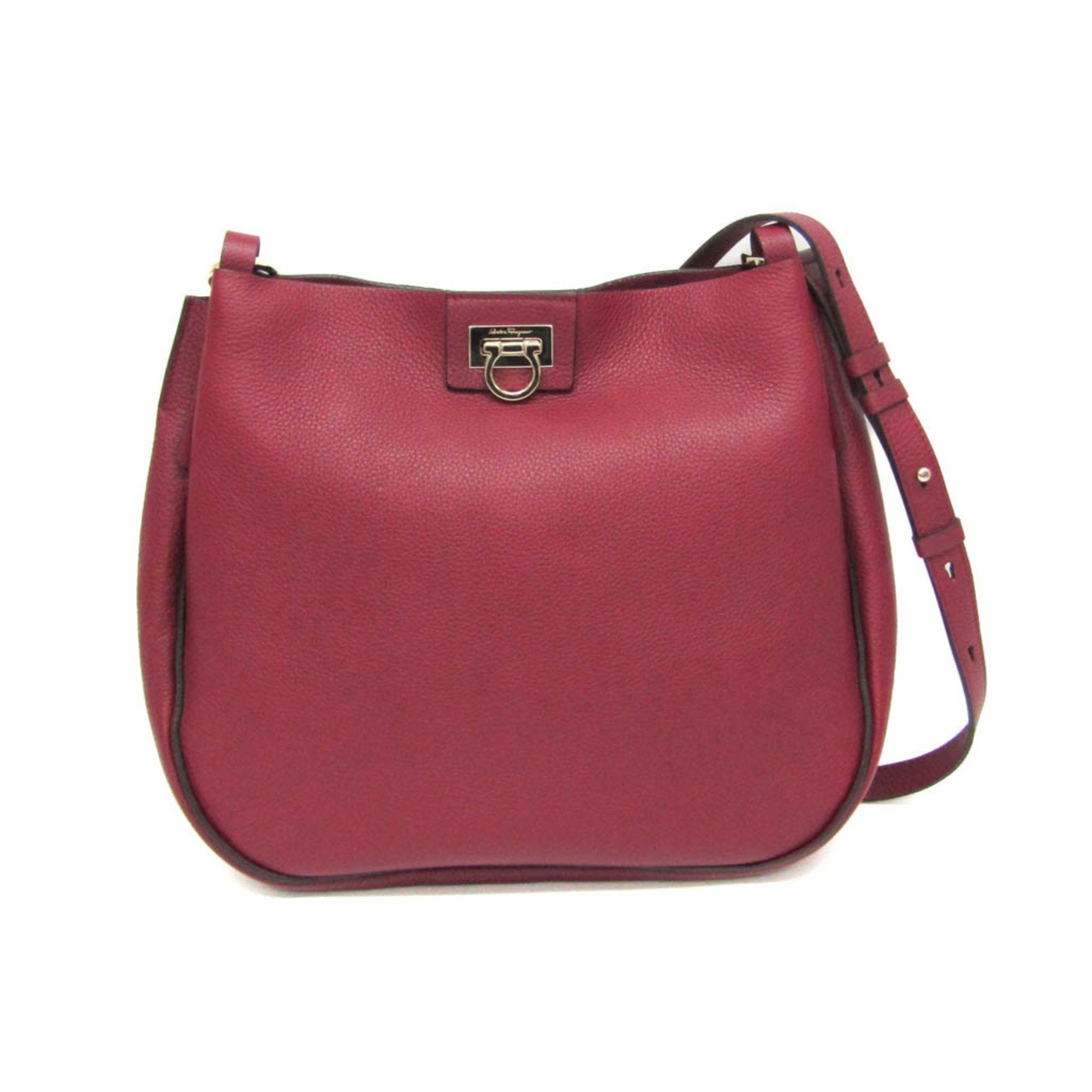 Salvatore Ferragamo Salvatore Ferragamo Gancini EZ-21 H904 Women's Leather Shoulder Bag Bordeaux Size ONE SIZE - 1 Thumbnail