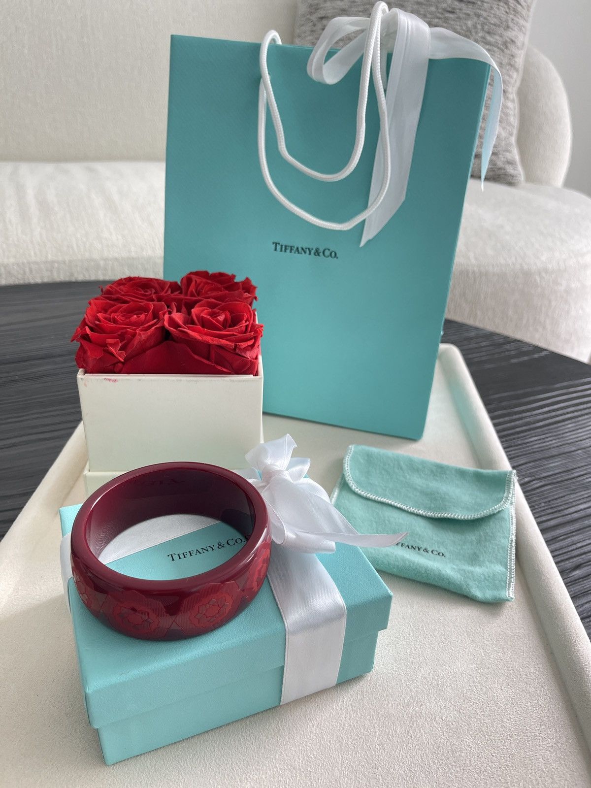 Tiffany & Co. TIFFANY & CO. RESIN PALOMA PICASSO RED ZELLIGE BANGLE $745 Size ONE SIZE - 13 Thumbnail