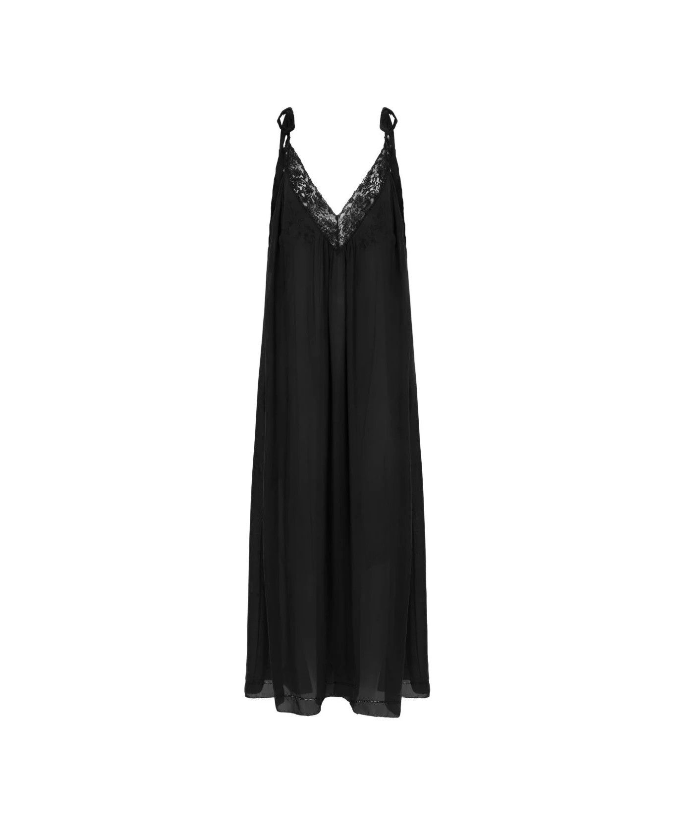 Chloe o1loc1c10226 Silk And Lace Long Dress in Black Size L / US 10 / IT 46 - 1 Thumbnail