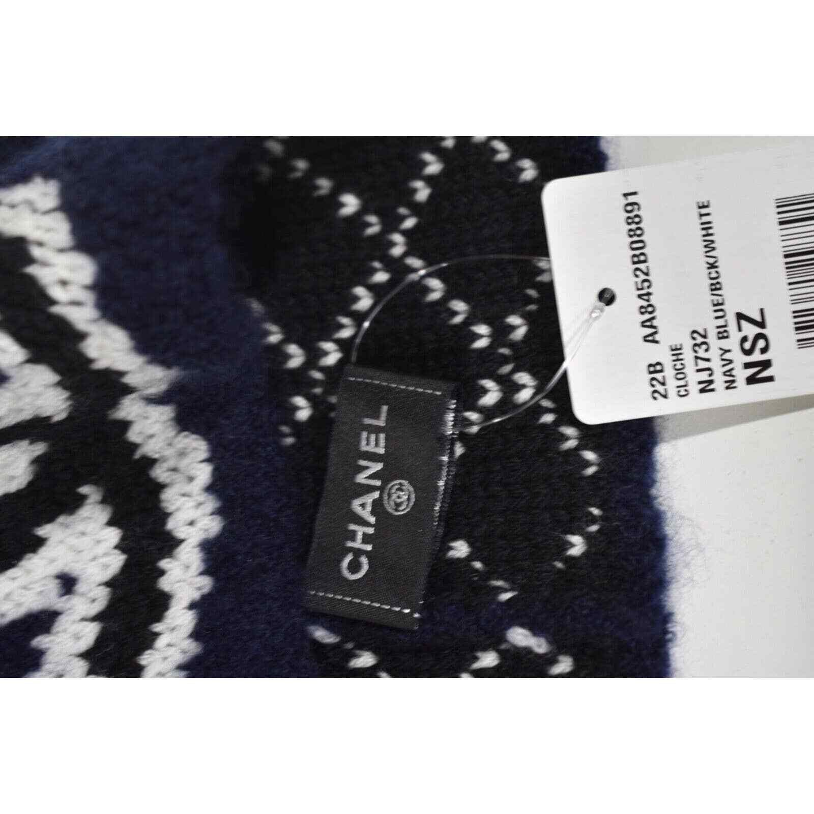 Chanel Chanel Wool Cashmere Black CC Logo Beanie Winter Hat Cloche Size ONE SIZE - 8 Thumbnail