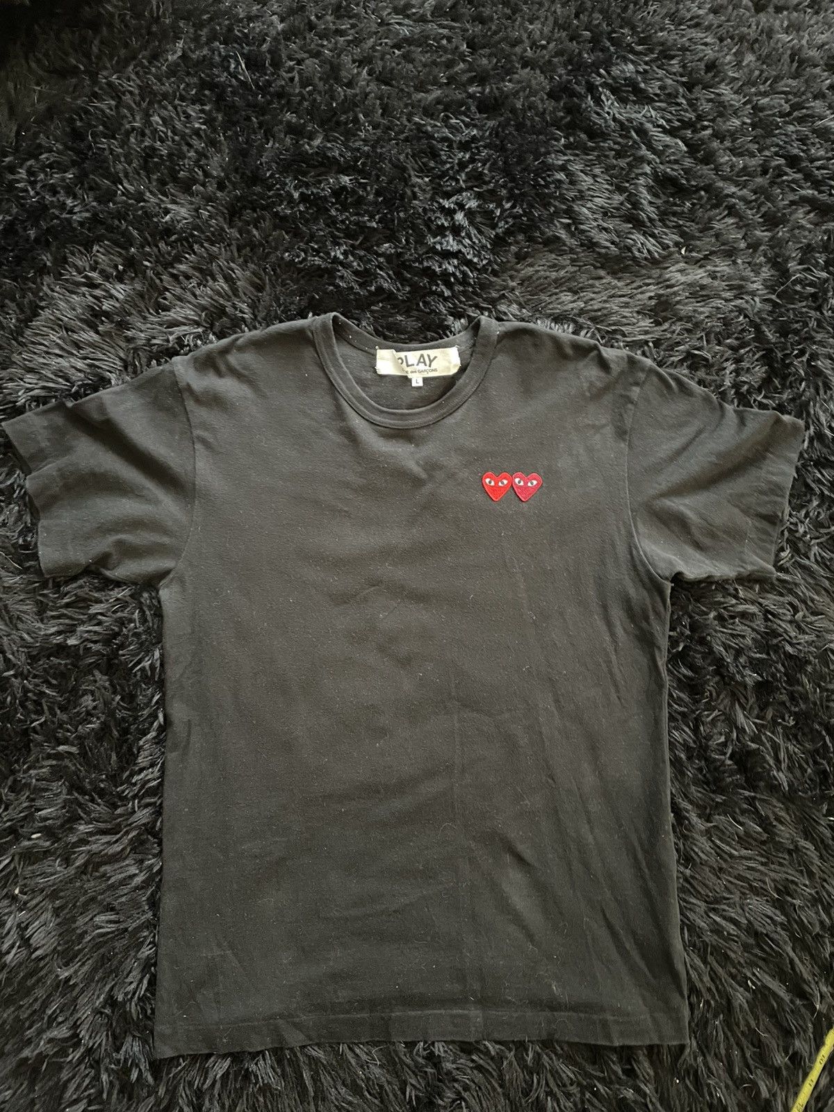CDG by Comme des Garcons Comme Des Garcons Play Double Heart Black Tee Size US L / EU 52-54 / 3 - 1 Thumbnail