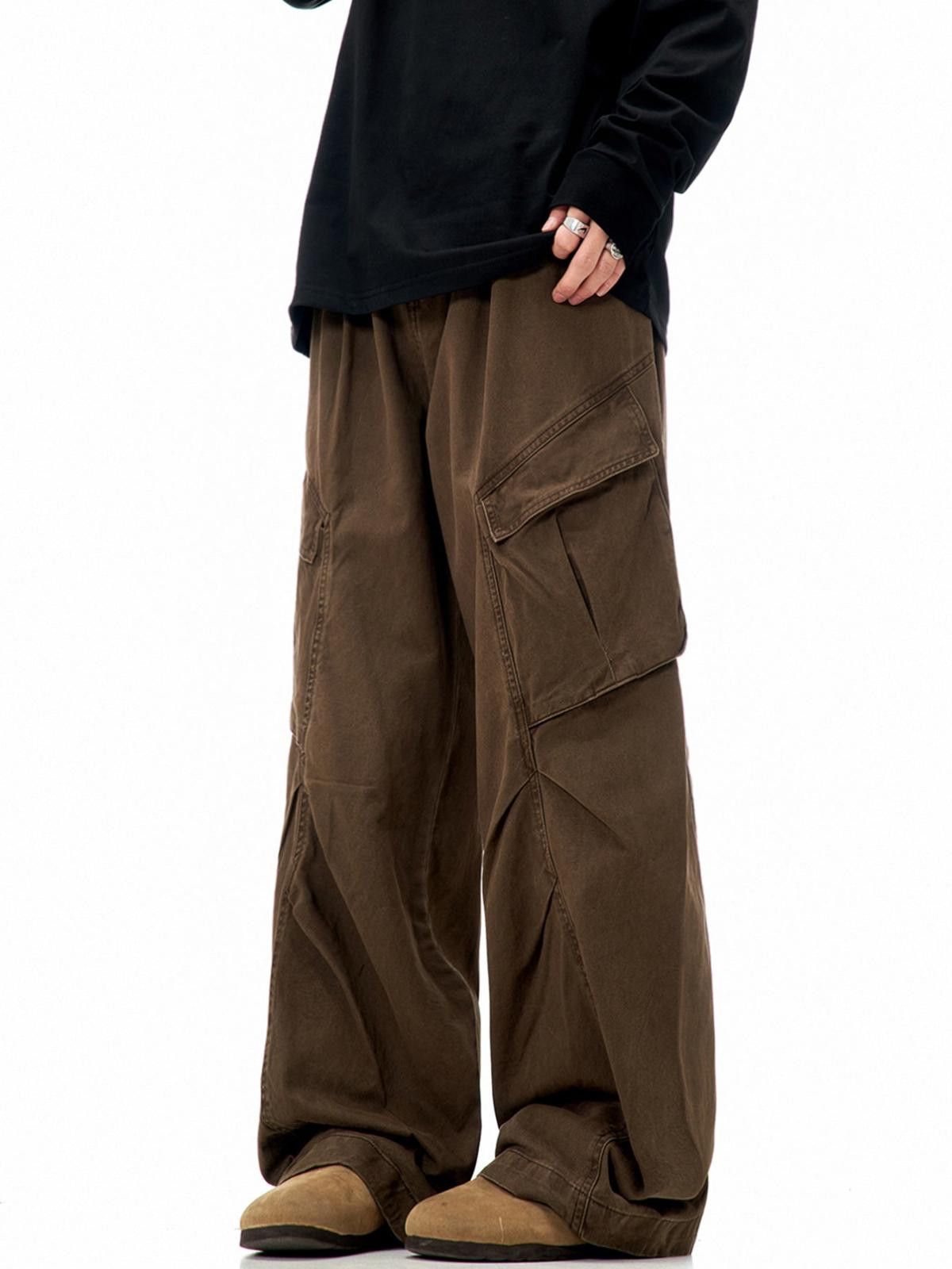 Vintage Green Wide Leg Cargo Pants, Baggy Utility Trousers Size US 32 / EU 48 - 5 Thumbnail