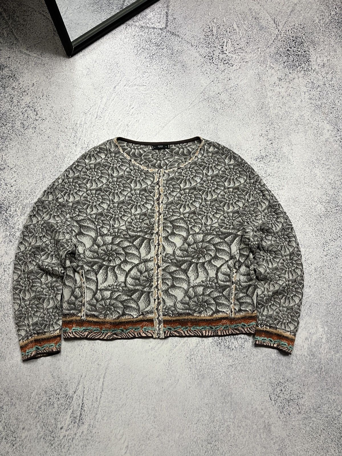Vintage Ivko Woman Jacquard Cardigan Sea Shell Pattern Size XL Size XL / US 12-14 / IT 48-50 - 1 Thumbnail