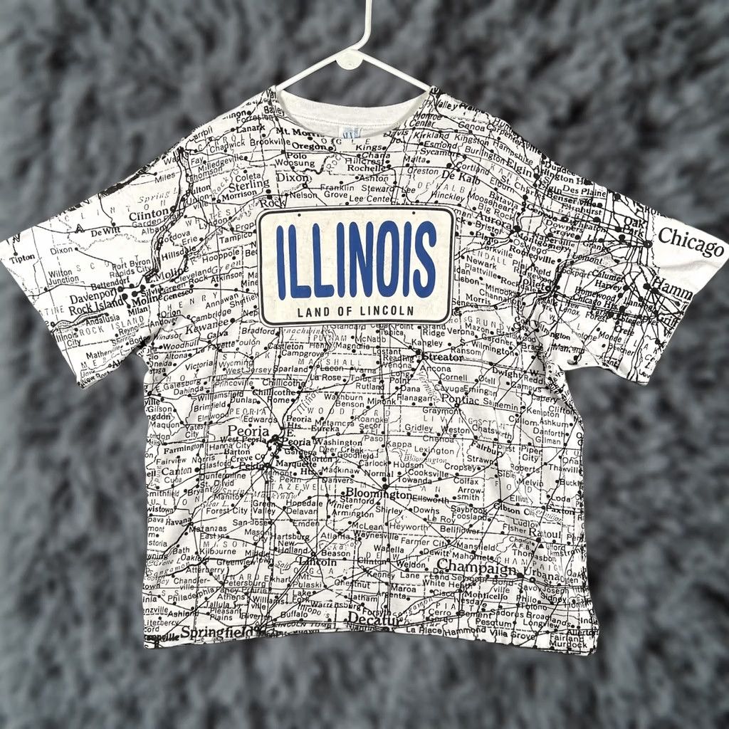 Sunray Sportswear VINTAGE Sun Sportswear Shirt Mens 2XL White Illinois Map All Over Print USA 90s Size US XXL / EU 58 / 5 - 1 Thumbnail