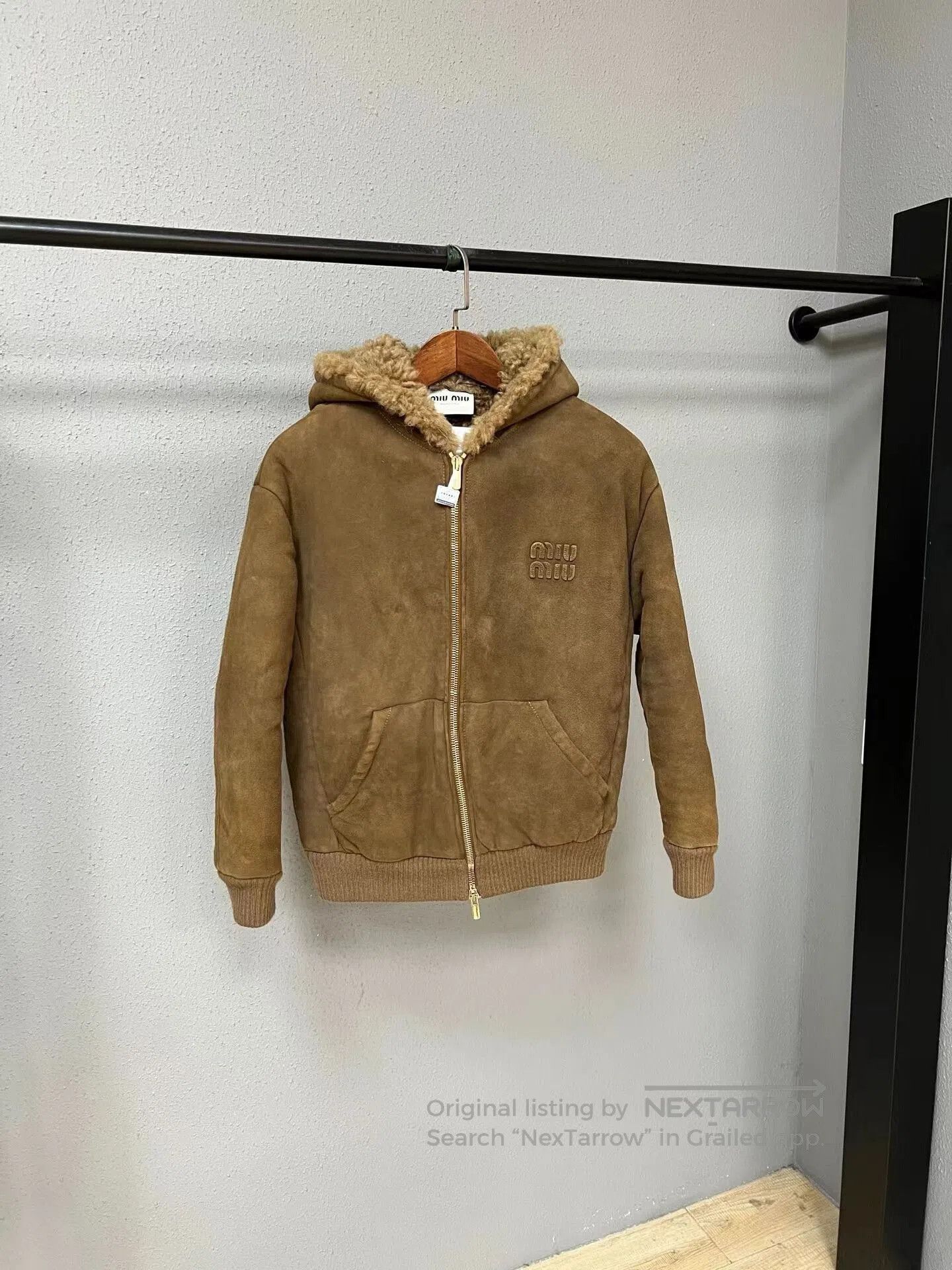 Miu Miu miumiu faux fur hooded jacket in brown. Size S / US 4 / IT 40 - 1 Thumbnail