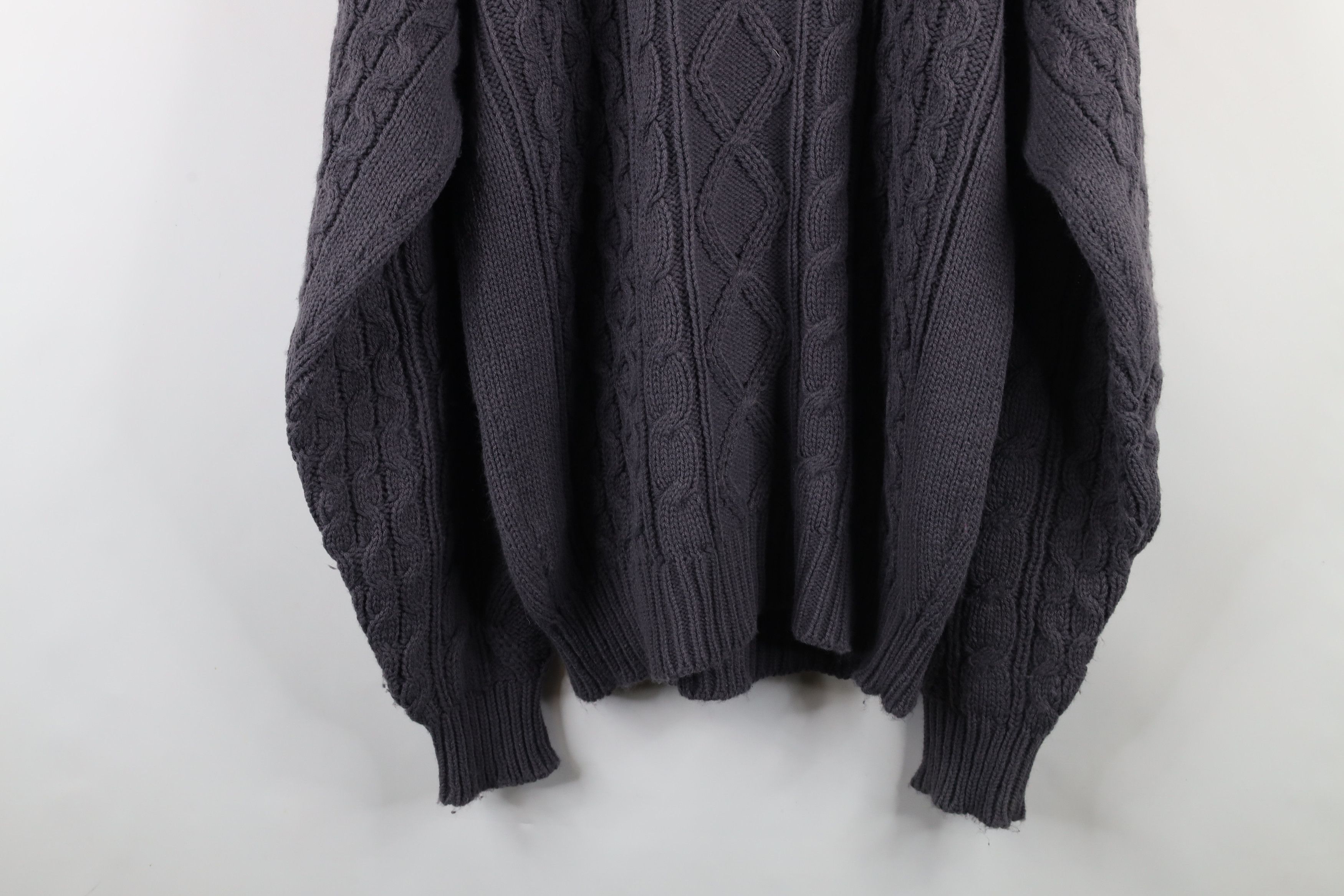Vintage Vintage 90s Streetwear Cable Knit Fisherman Sweater Gray Size US XL / EU 56 / 4 - 9 Thumbnail
