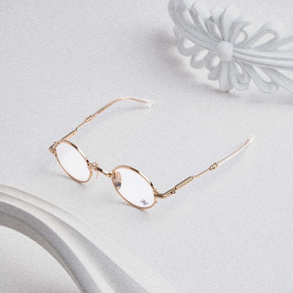 Chrome Hearts CHROME HEARTS EDITH F. CRYSTAL/GOLD PLATED GLASSES Size ONE SIZE - 2 Thumbnail
