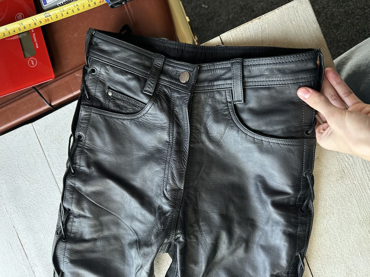 Leather 🚨GRAIL LEATHER PANTS RACING VNTG Cowboy Biker Leather Pants Size US 27 - 2 Thumbnail