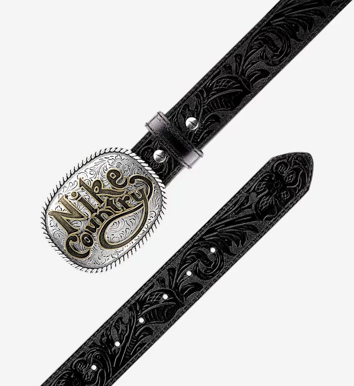 Nike Nike Country Men's Plaque Buckle Embossed Leather Belt Size 34 - 7 Thumbnail