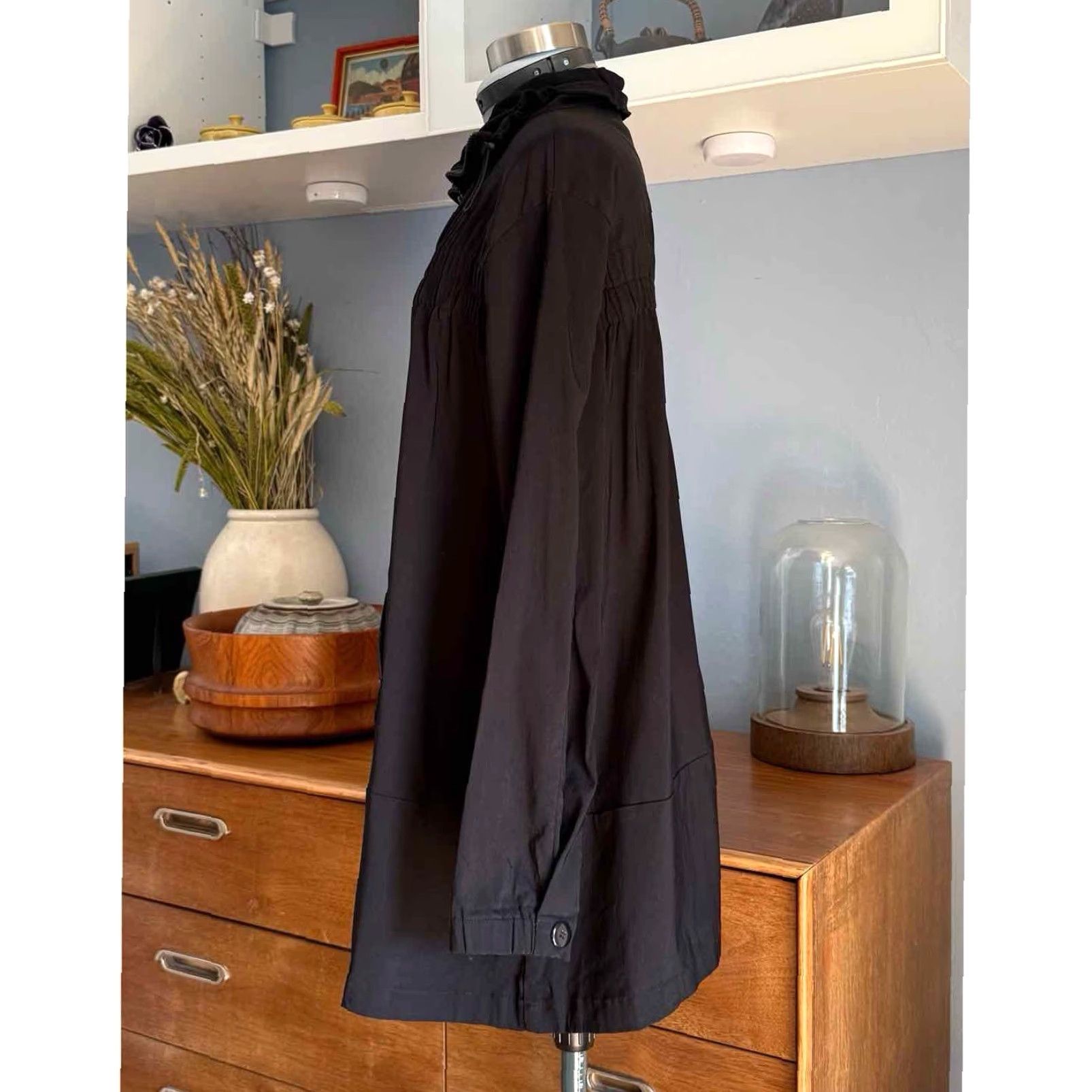 Vintage VINTAGE Noblu A-Line Black Jacket Artsy Lagenlook Jacket Women S Black Pockets Zip Front Tie Neck Collar Light Weight Size S / US 4 / IT 40 - 5 Thumbnail