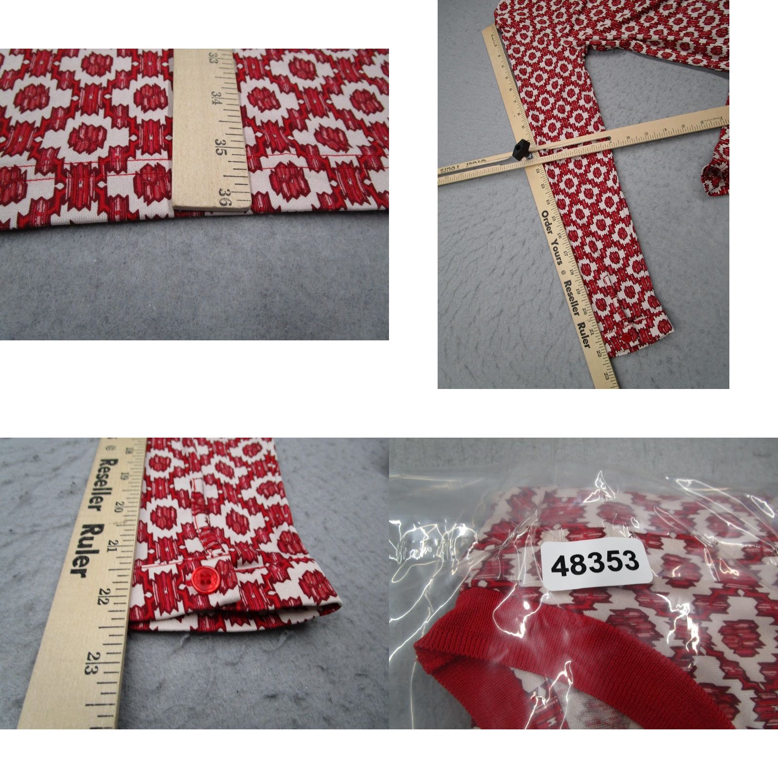 Tory Burch Tory Burch Silk Dress Womens Small Long Sleeve Geometric Pattern Red Designer Sheath Size S / US 4 / IT 40 - 8 Thumbnail