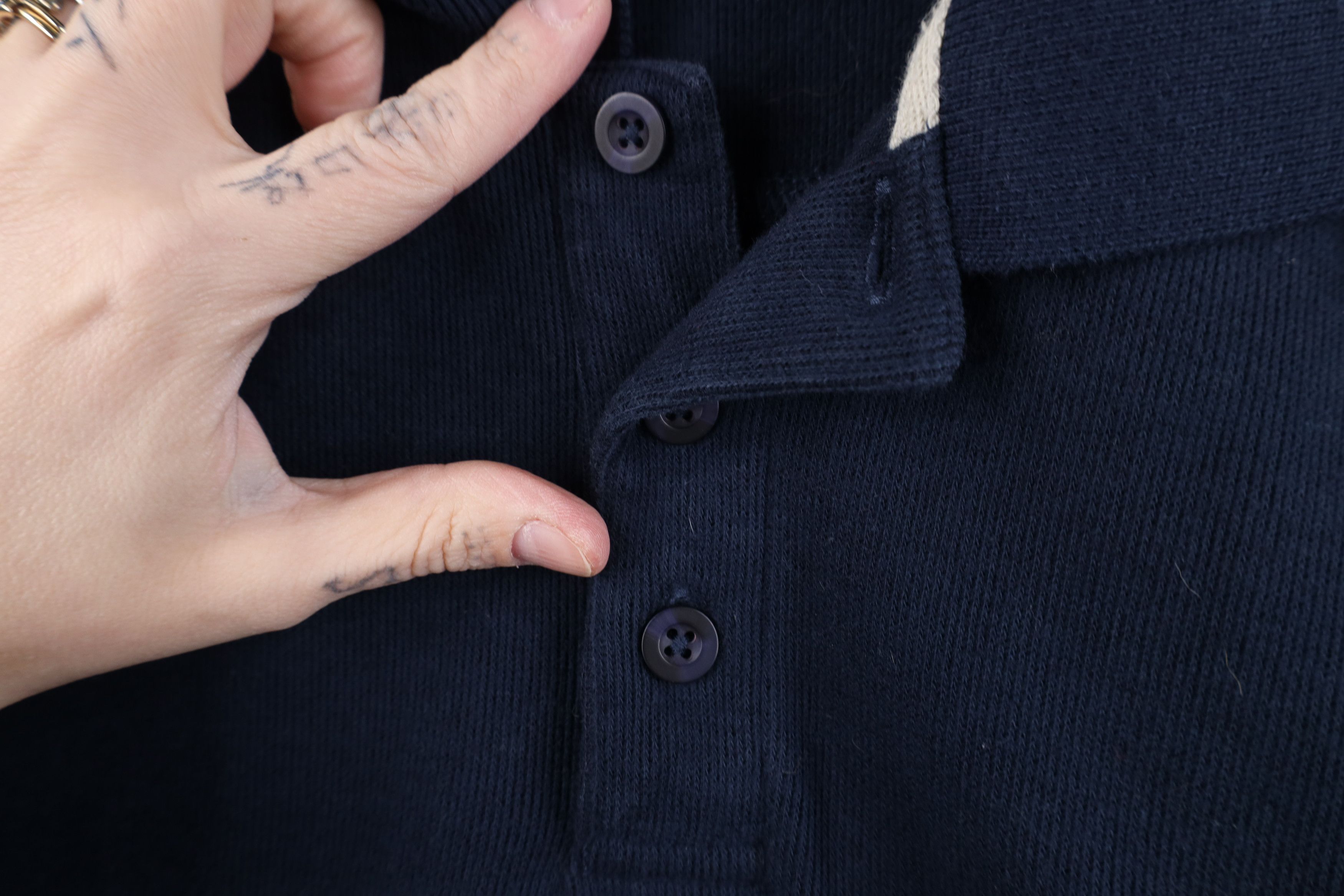 Vintage Vintage 90s Streetwear Striped Ribbed Knit Long Sleeve Polo Size US L / EU 52-54 / 3 - 4 Thumbnail