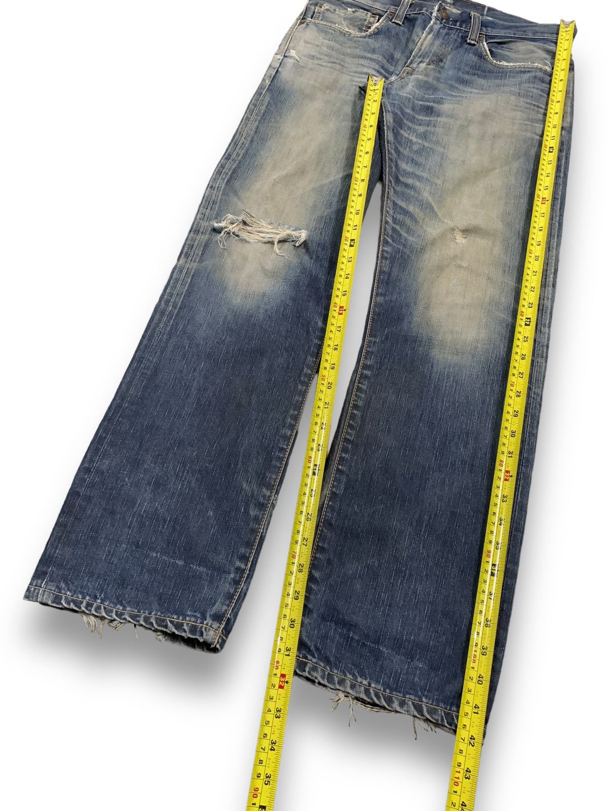Edwin Vintage Edwin 503 Whiskers Mud Wash Loose Distressed Jeans Size US 33 - 15 Thumbnail