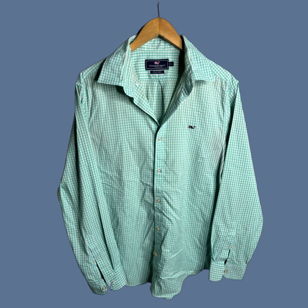 Vineyard Vines Vineyard Vines Shirt Mens Large Green Check Whale Nylon Button Front Casual Size US L / EU 52-54 / 3 - 1 Thumbnail