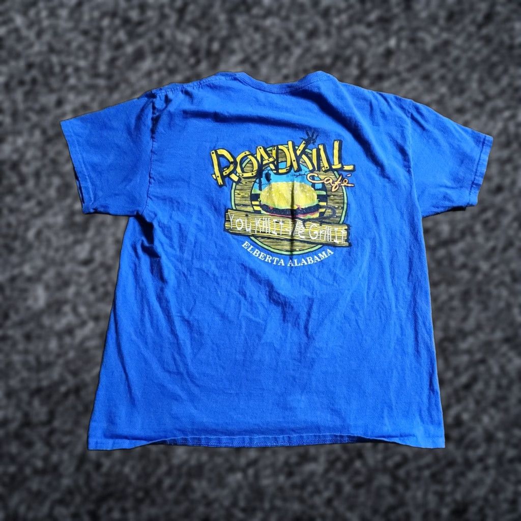 Doublet Mens L Roadkill Cafe You Kill it We Grill Double Sided Funny T Shirt Elberta AL Size US L / EU 52-54 / 3 - 1 Thumbnail