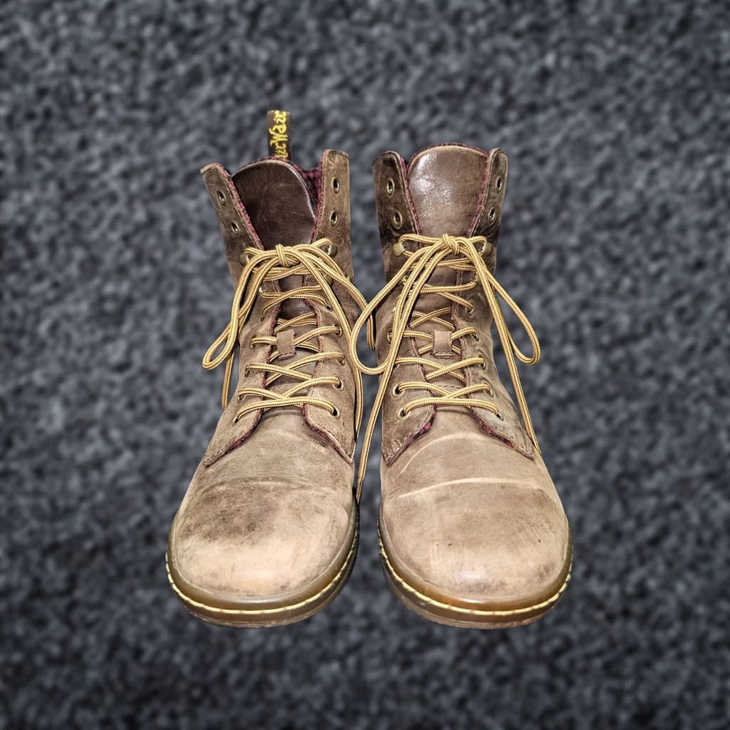 Dr. Martens VINTAGE Dr Martens Tehani Lace Up Brown Leather Combat Boots Tartan Plaid Lined Size 8 Womens 90s Punk Casual Shoes Size US 8 / IT 38 - 1 Thumbnail