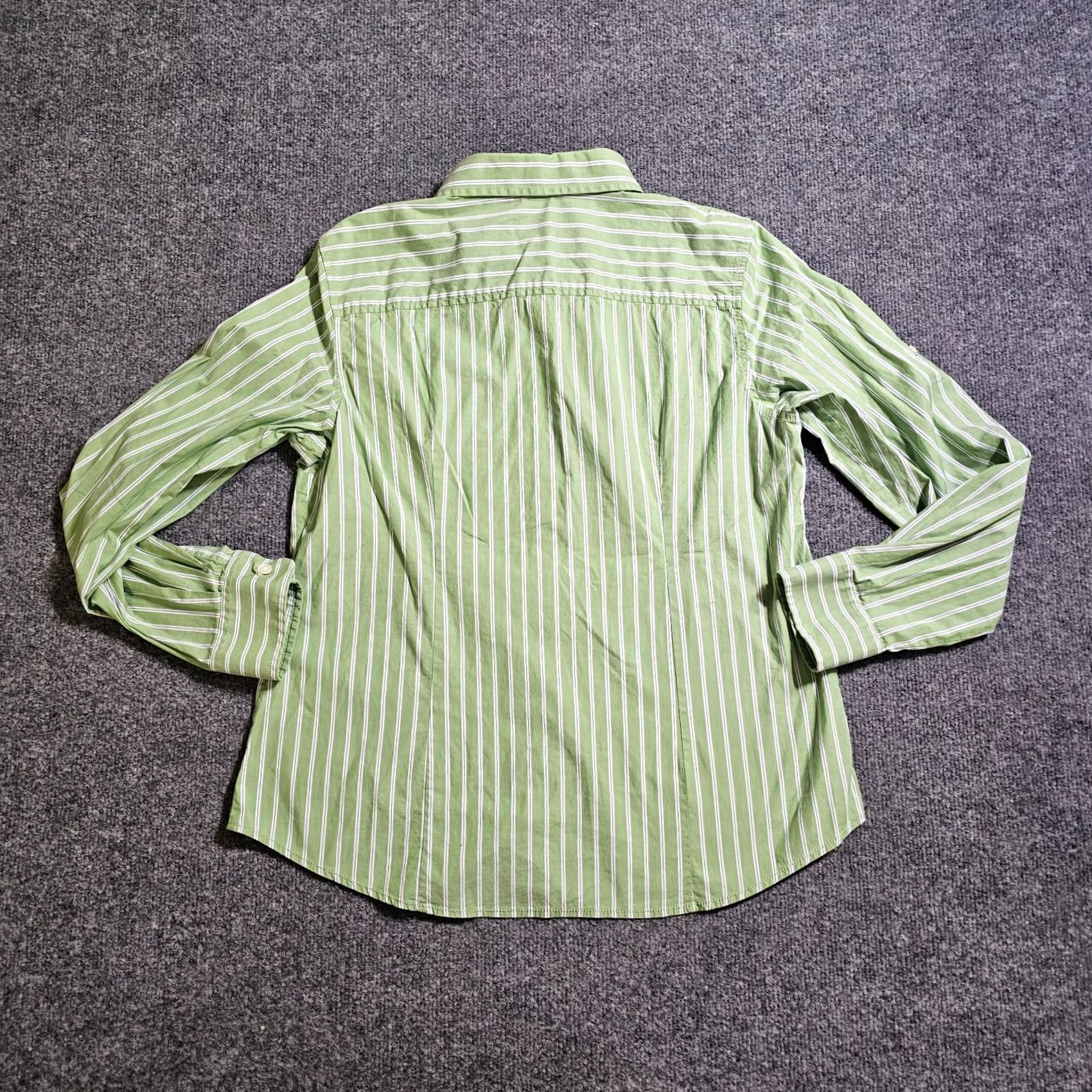 Vintage L.L. Bean Shirt Womens Large Green White Striped Button Long Sleeve Career Size L / US 10 / IT 46 - 7 Thumbnail