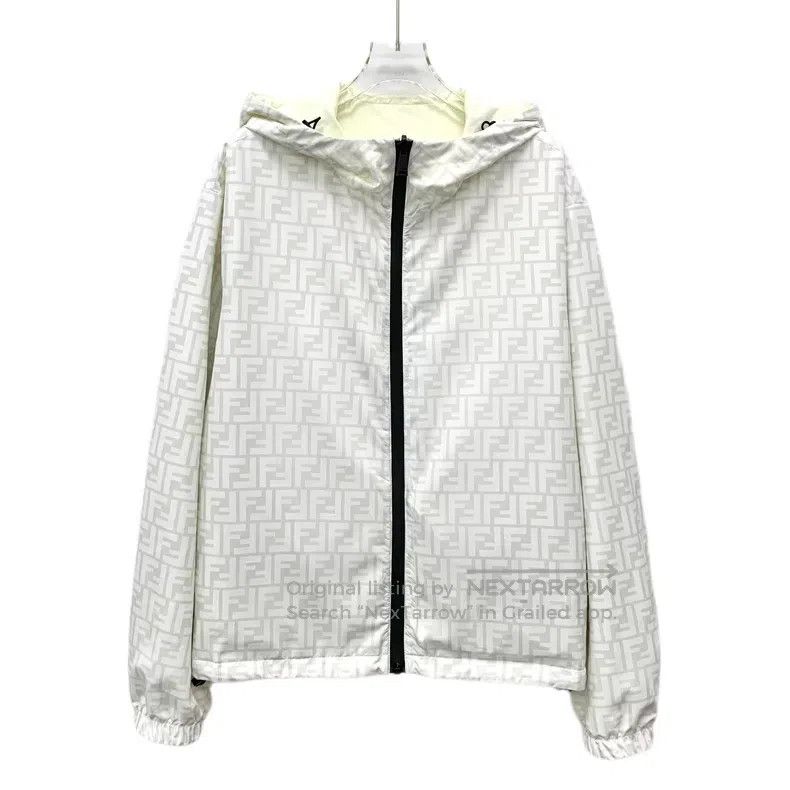 Fendi Fendi Beige Double F Monogram Printed Hooded Zipper Long S Size US M / EU 48-50 / 2 - 1 Thumbnail