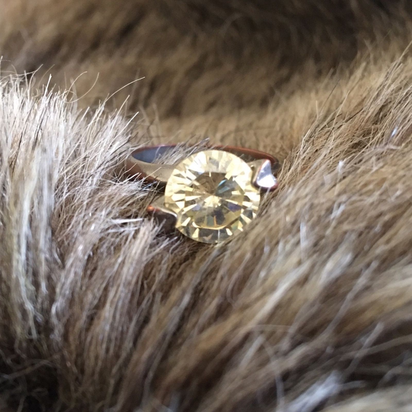 Vintage Vintage 12mm 6 ct lemon cz ring heart setting Size ONE SIZE - 1 Thumbnail