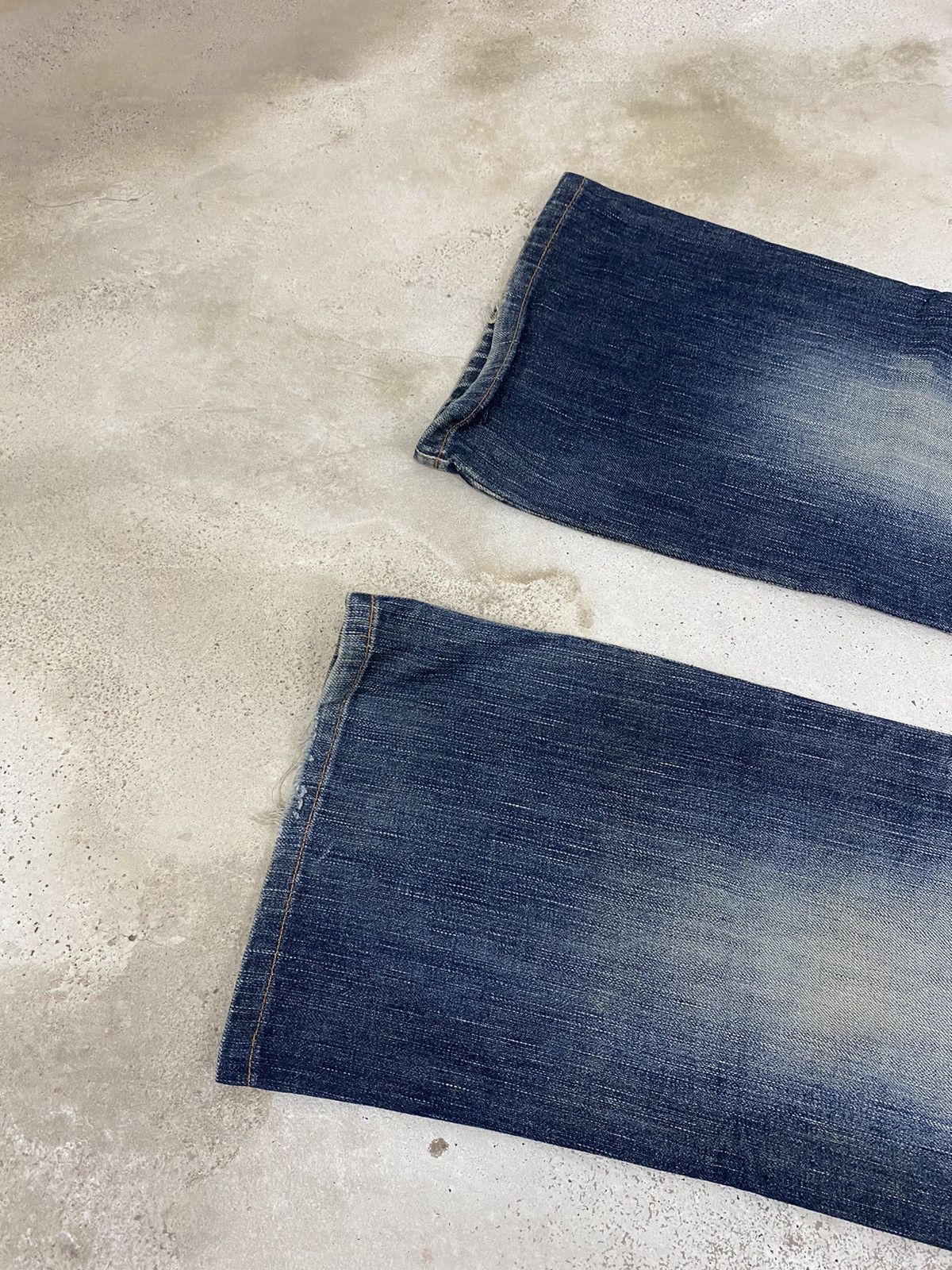 Edwin × Japanese Brand Edwin Blue Trip Mud Washed Whisker Distress Zipper Pocket Size US 31 - 12 Thumbnail