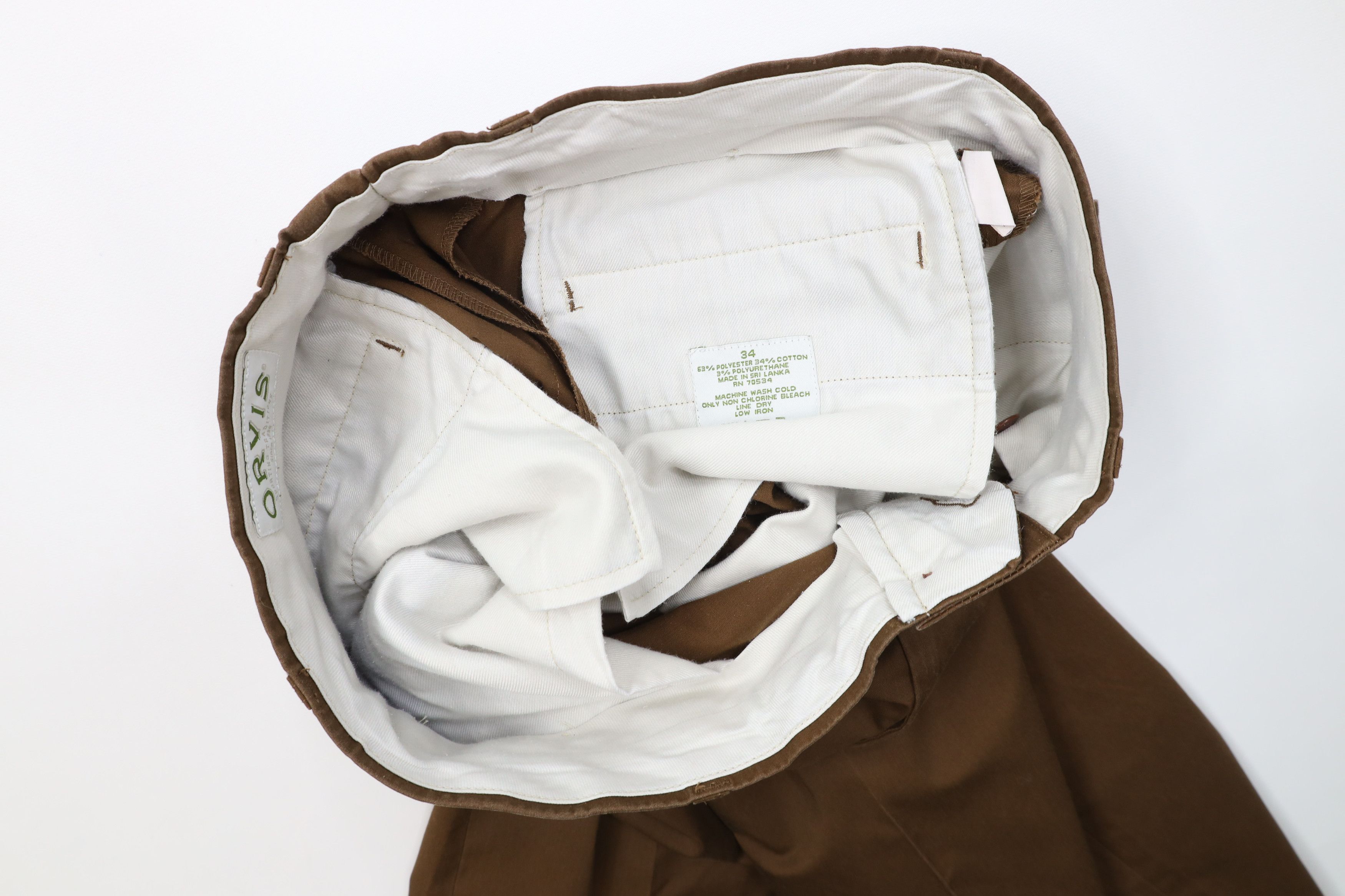 Orvis Vintage 90s Orvis Faded Wide Leg Chino Pants Trousers Brown Size US 34 / EU 50 - 8 Thumbnail