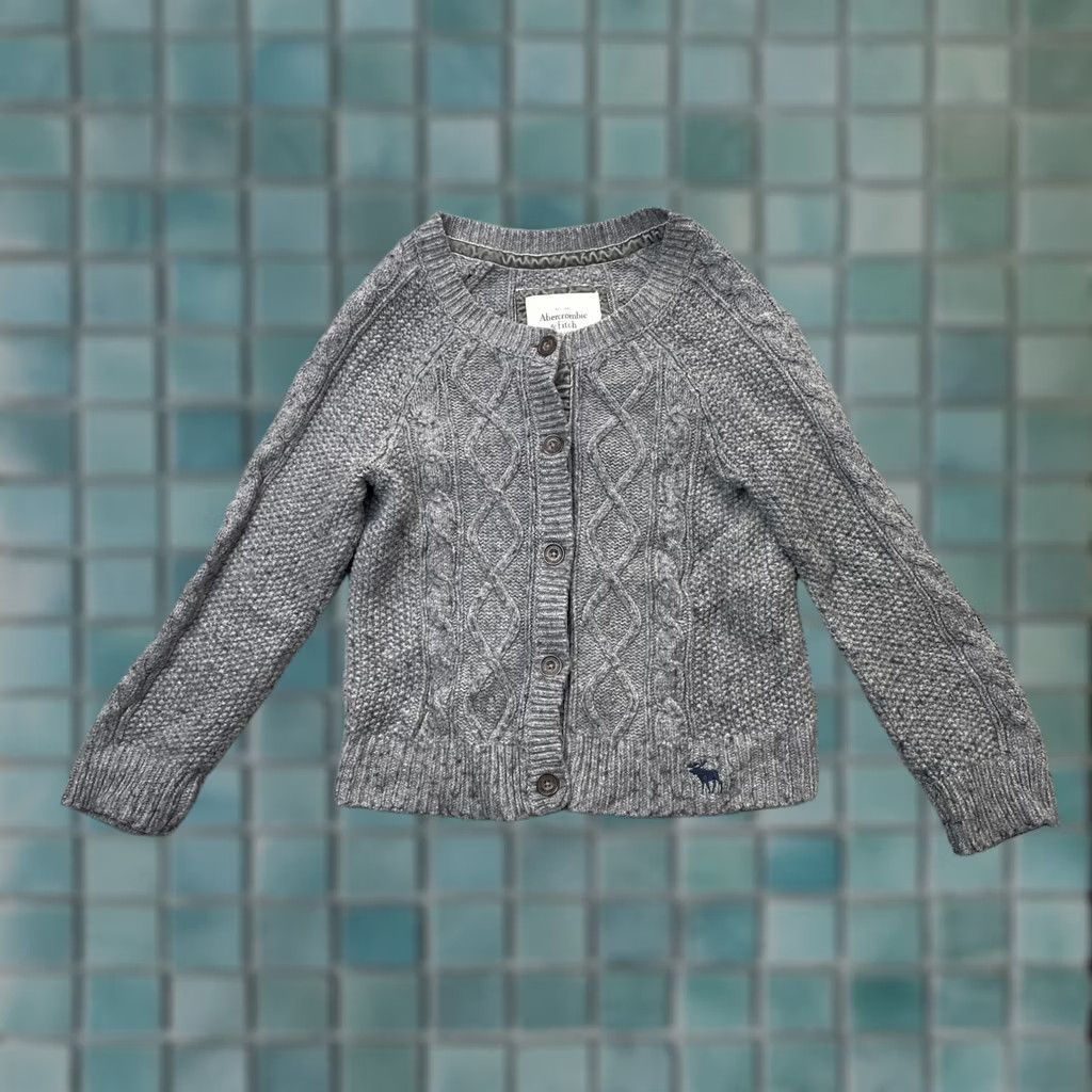 Abercrombie & Fitch Abercrombie And Fitch Sweater Womens Large Gray Cardigan Rabbit Hair Cable Knit Size L / US 10 / IT 46 - 1 Thumbnail