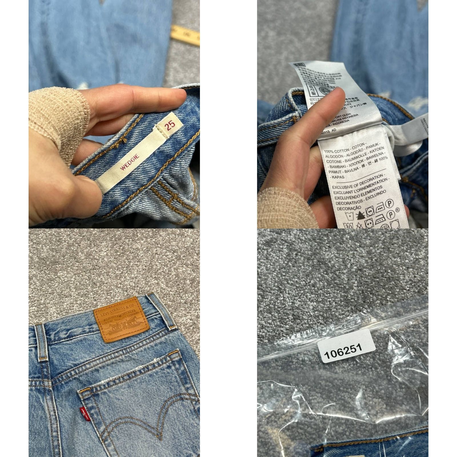Levi's Levi's Wedgie Jeans Womens 25 Blue Denim Mid Rise Distressed Skinny 26x27 Size 42" / US 20 - 8 Thumbnail