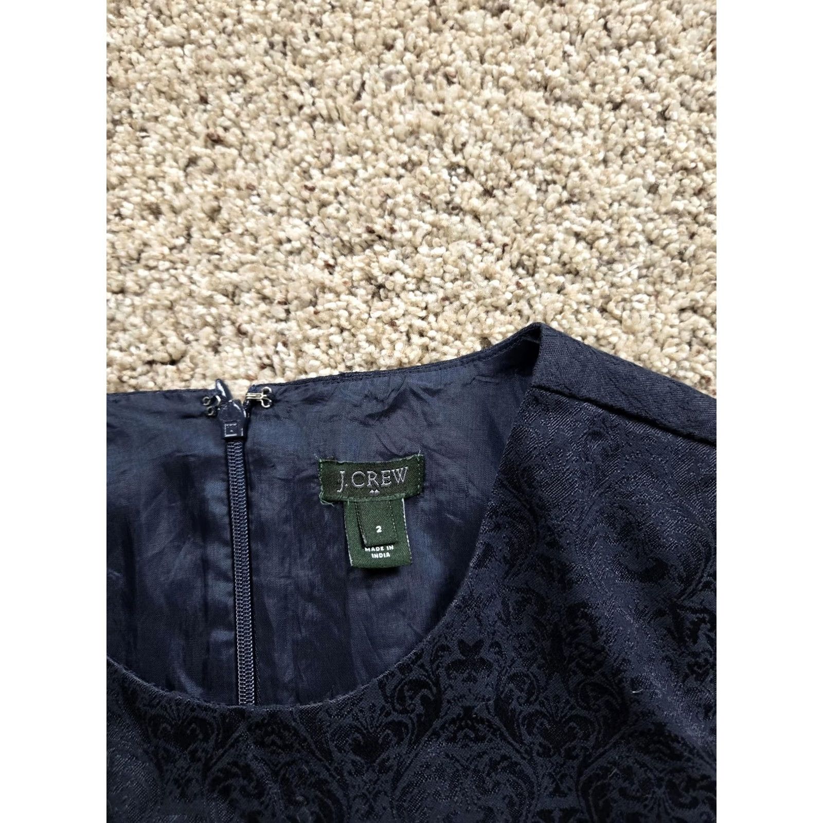 J.Crew J.Crew Dress Womens 2 Blue Paisley Jacquard Sheath Short Sleeve Cocktail Party Size 26" / US 2 / IT 38 - 3 Thumbnail