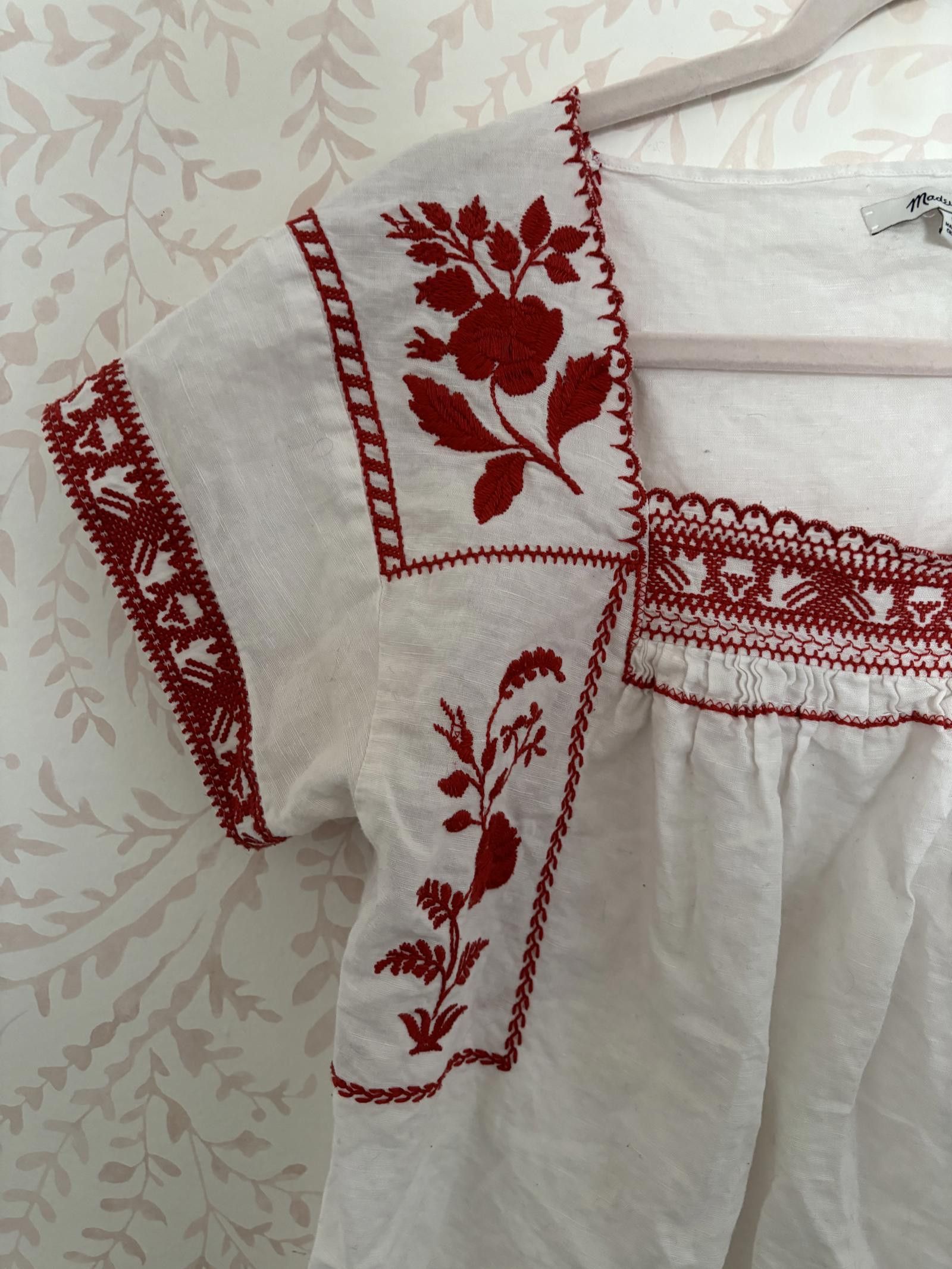 Madewell Madewell Embroidered Red Floral Top - Medium Size M / US 6-8 / IT 42-44 - 3 Thumbnail