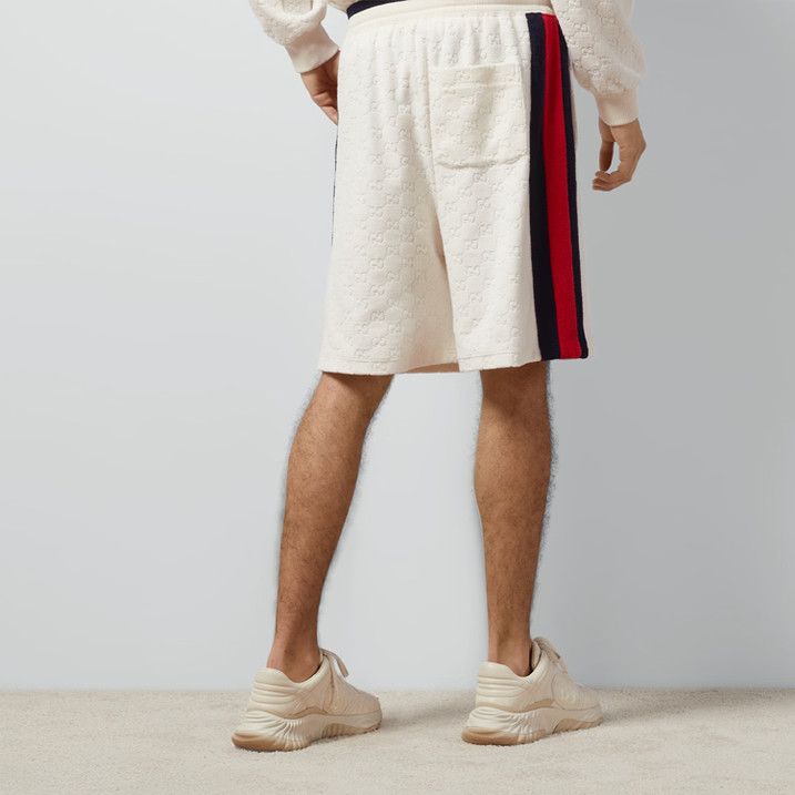 Gucci o1loc1c0126 768504 GG Flocked Print Cotton Shorts in White Size US 34 / EU 50 - 4 Thumbnail