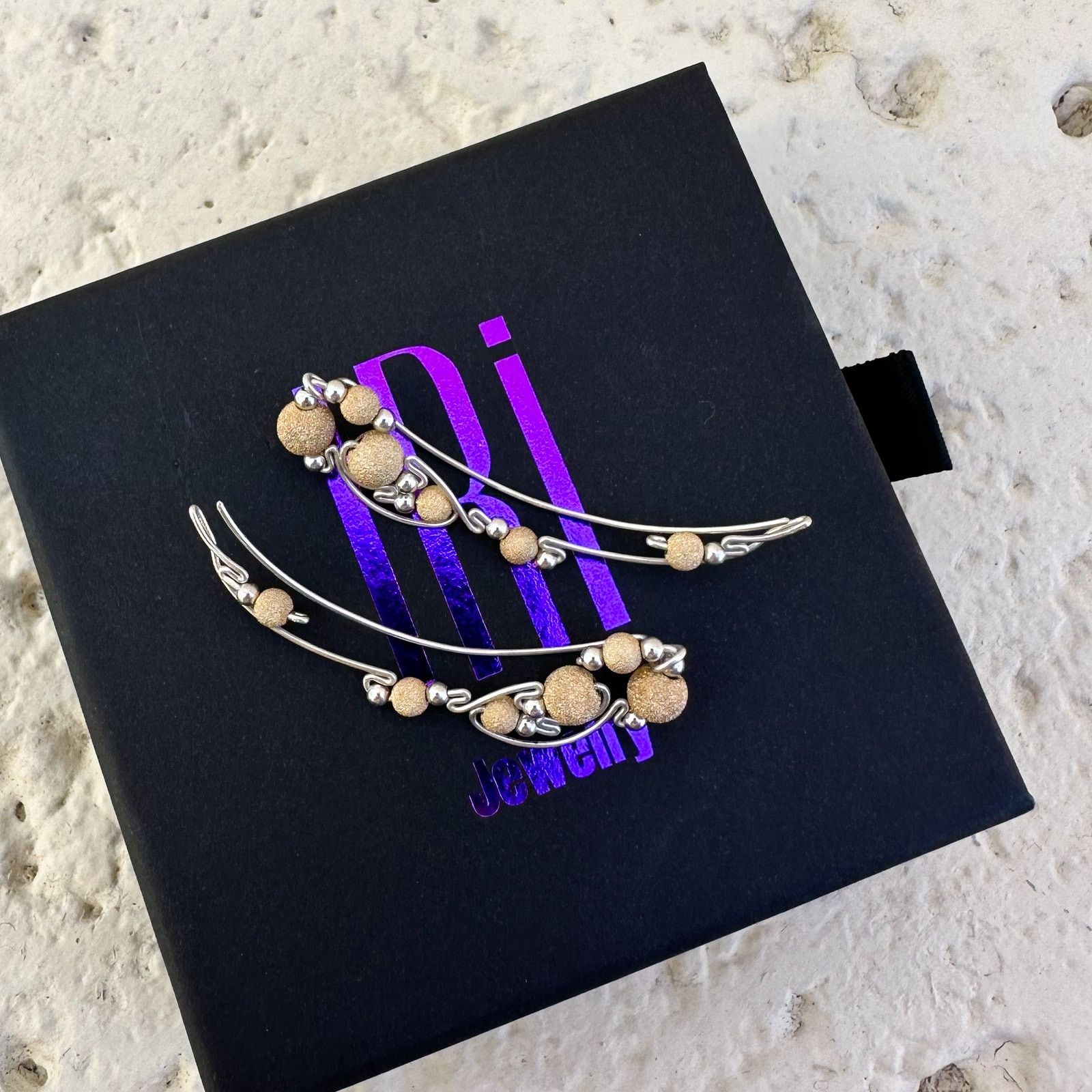 Other Vine ear climbers with gold beads - Sterling Silver 925 Size ONE SIZE - 3 Thumbnail