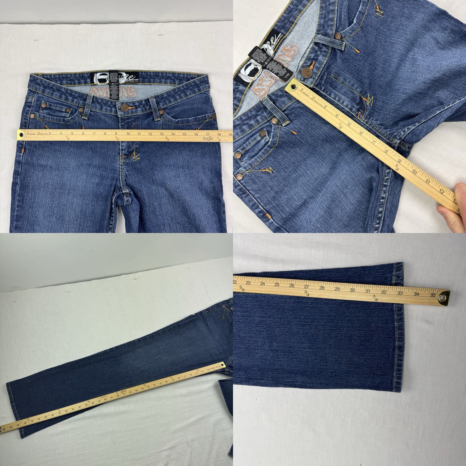 Enyce VINTAGE Enyce Jeans Womens Low Rise Hipster 13 Bootcut Embroidered Hip Hop Y2K Blue Girls Size 34" / US 12 / IT 48 - 8 Thumbnail