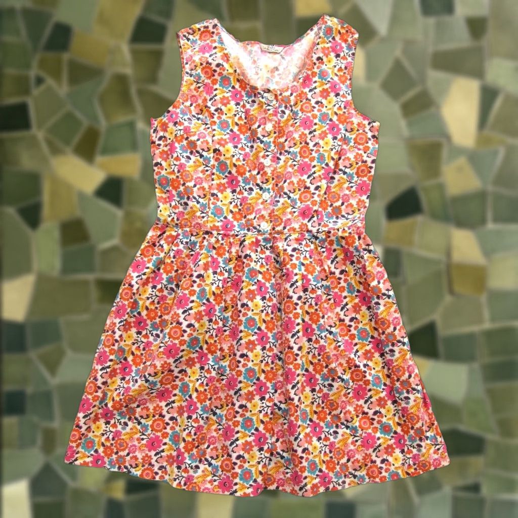 Guess VINTAGE Guess 100% Cotton Pink Blue Yellow Floral Tunic Tank Summer Sun Dress Medium Size M / US 6-8 / IT 42-44 - 1 Thumbnail