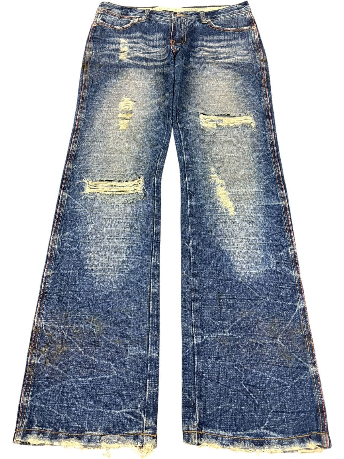 Vintage Japanese Brand Crack Mud Wash Distressed Loose Jeans