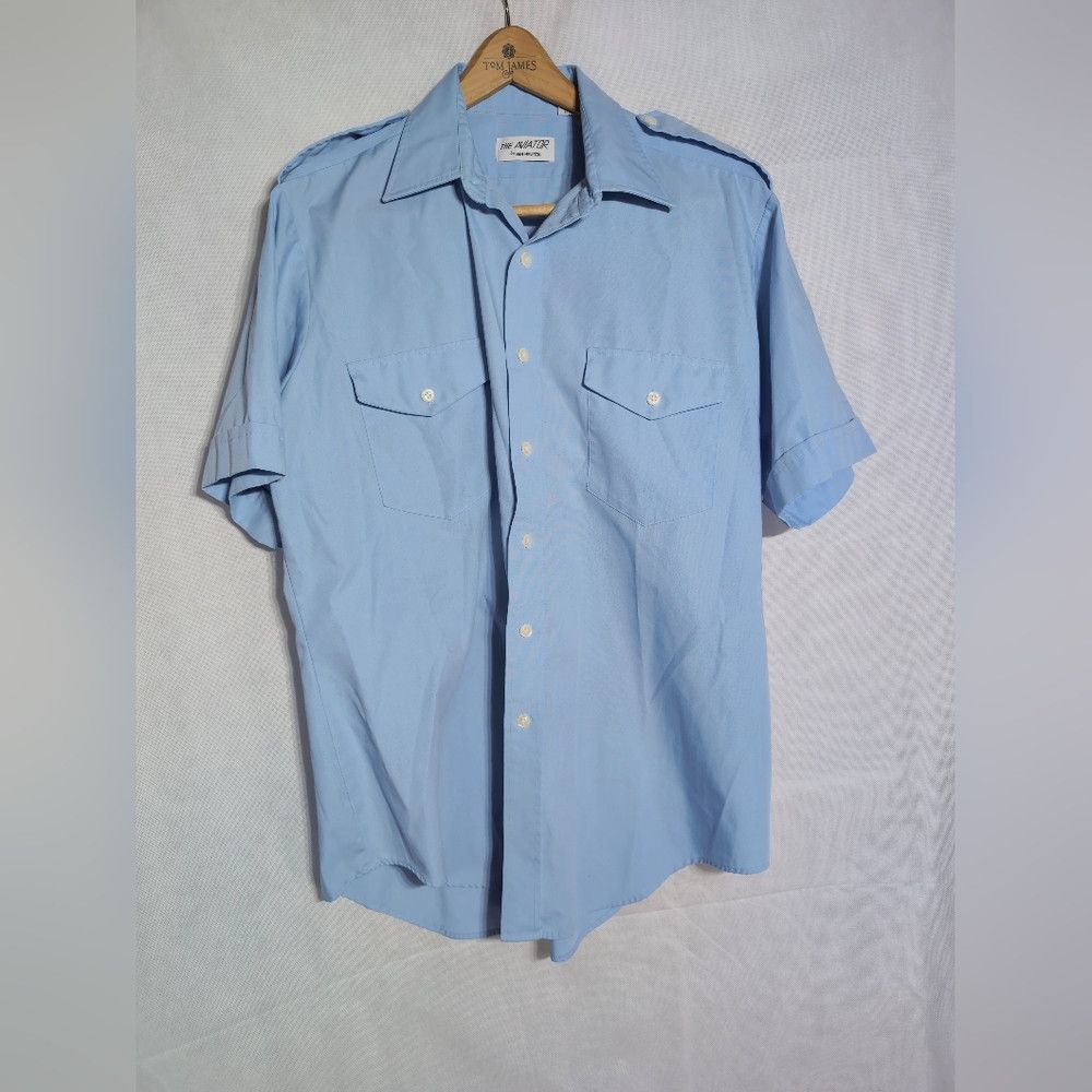 Van Heusen Pilot Uniform Men's Blue Short Sleeve Shirt The Aviator By Size US L / EU 52-54 / 3 - 2 Thumbnail