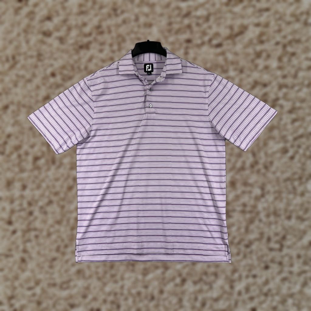 Footjoy FootJoy Polo Shirt Mens Large Purple Stripe 100% Polyester Polo Shirt Golf Outdoor Size US L / EU 52-54 / 3 - 1 Thumbnail
