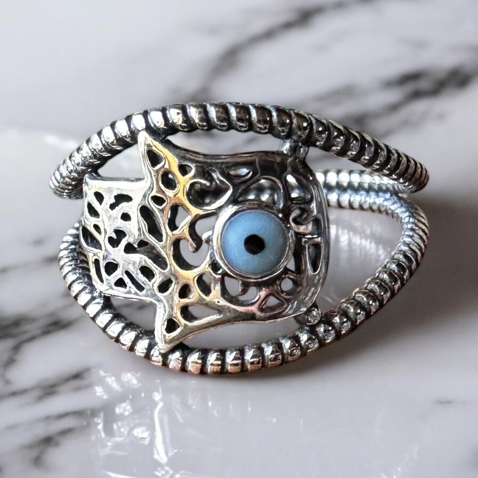 & Other Stories 925 Sterling Silver Hamsa Ring Size ONE SIZE - 3 Thumbnail