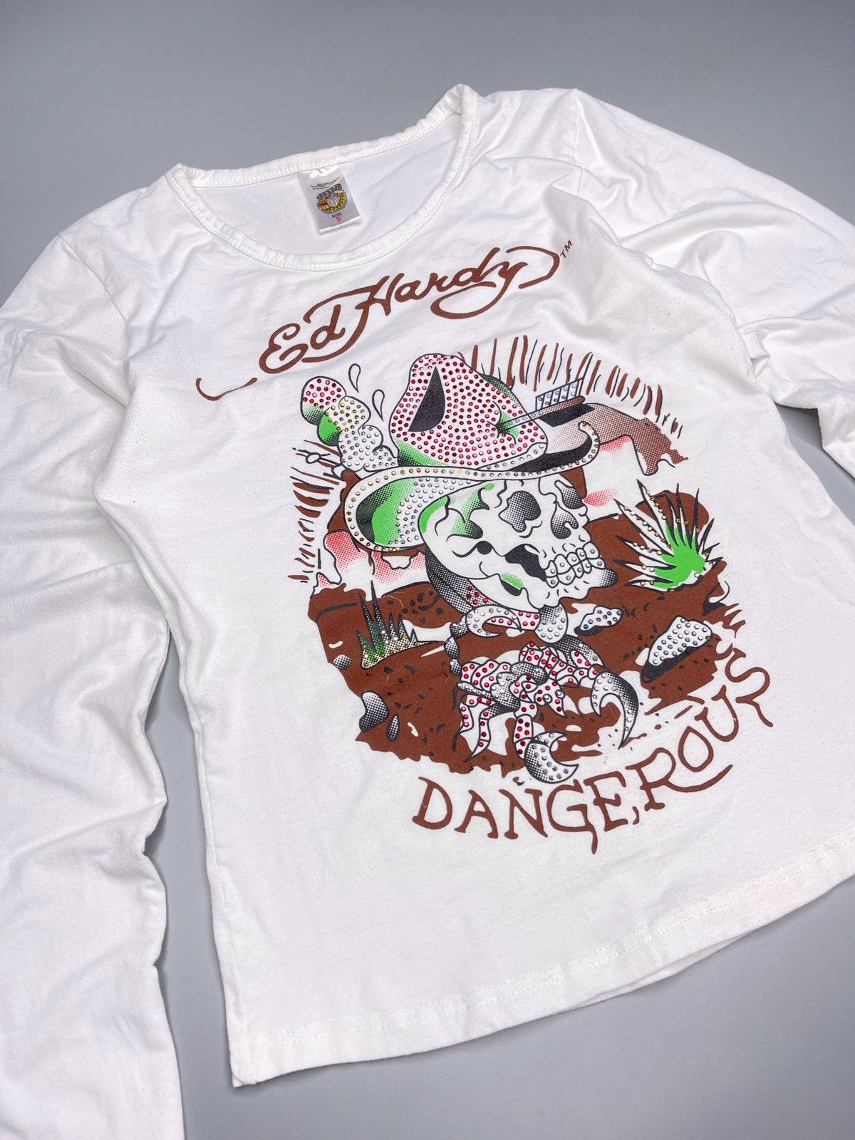 Ed Hardy × Vintage Rare Vintage Ed Hardy Y2k Dangerous Skull Long Sleeve Size S / US 4 / IT 40 - 3 Thumbnail