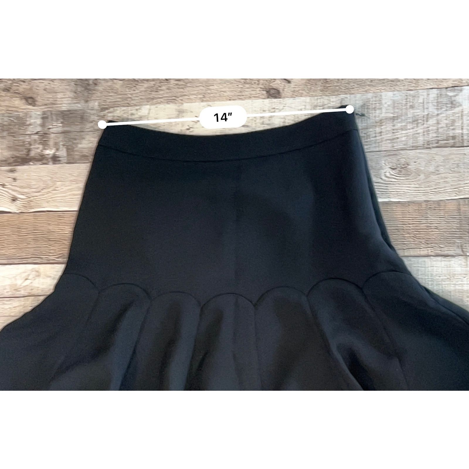 Robert Talbott Talbot's Petite Black Scalloped Tulip Flare Skirt 4P Size 27" / US 4 / IT 40 - 7 Thumbnail
