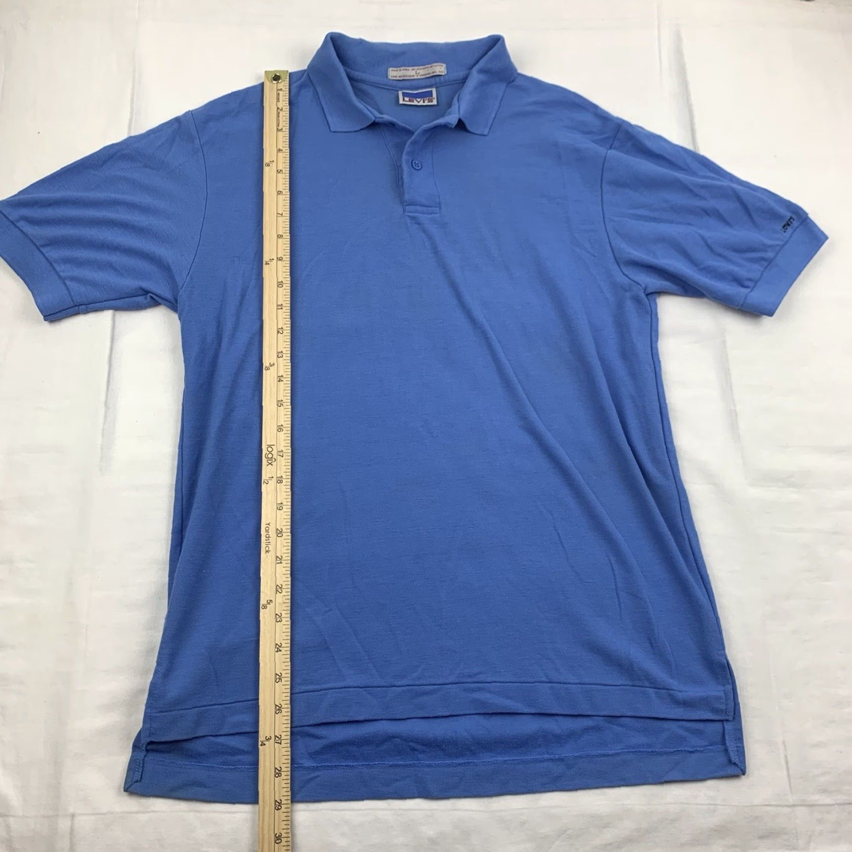 Levi's VINTAGE Levis Polo Shirt Adult Large Blue Collared Dress Shirt 1980s USA Jeans Size 42R - 6 Thumbnail