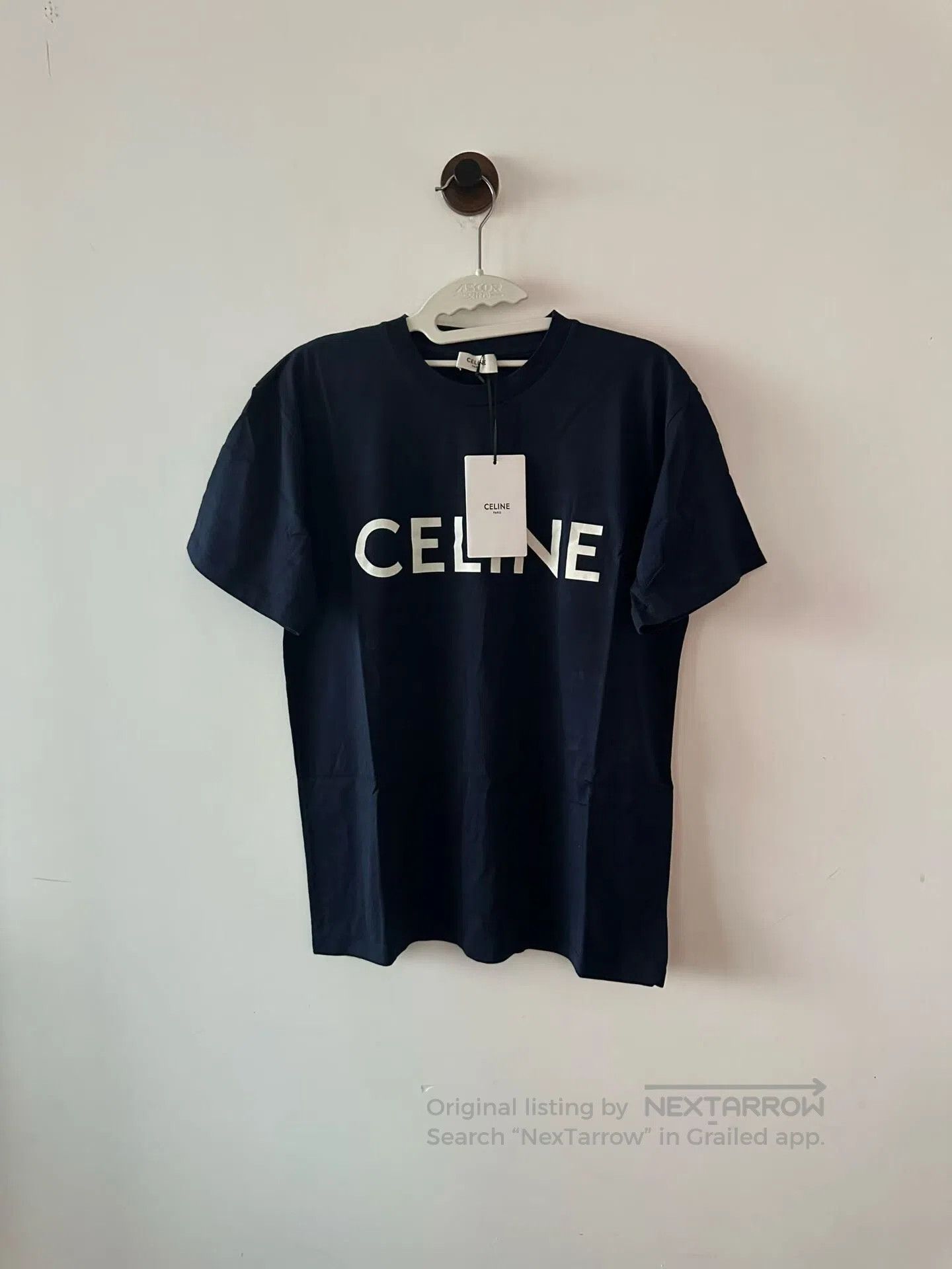 Celine CELINE Dark Blue Logo Short Sleeve| Size US M / EU 48-50 / 2 - 1 Thumbnail