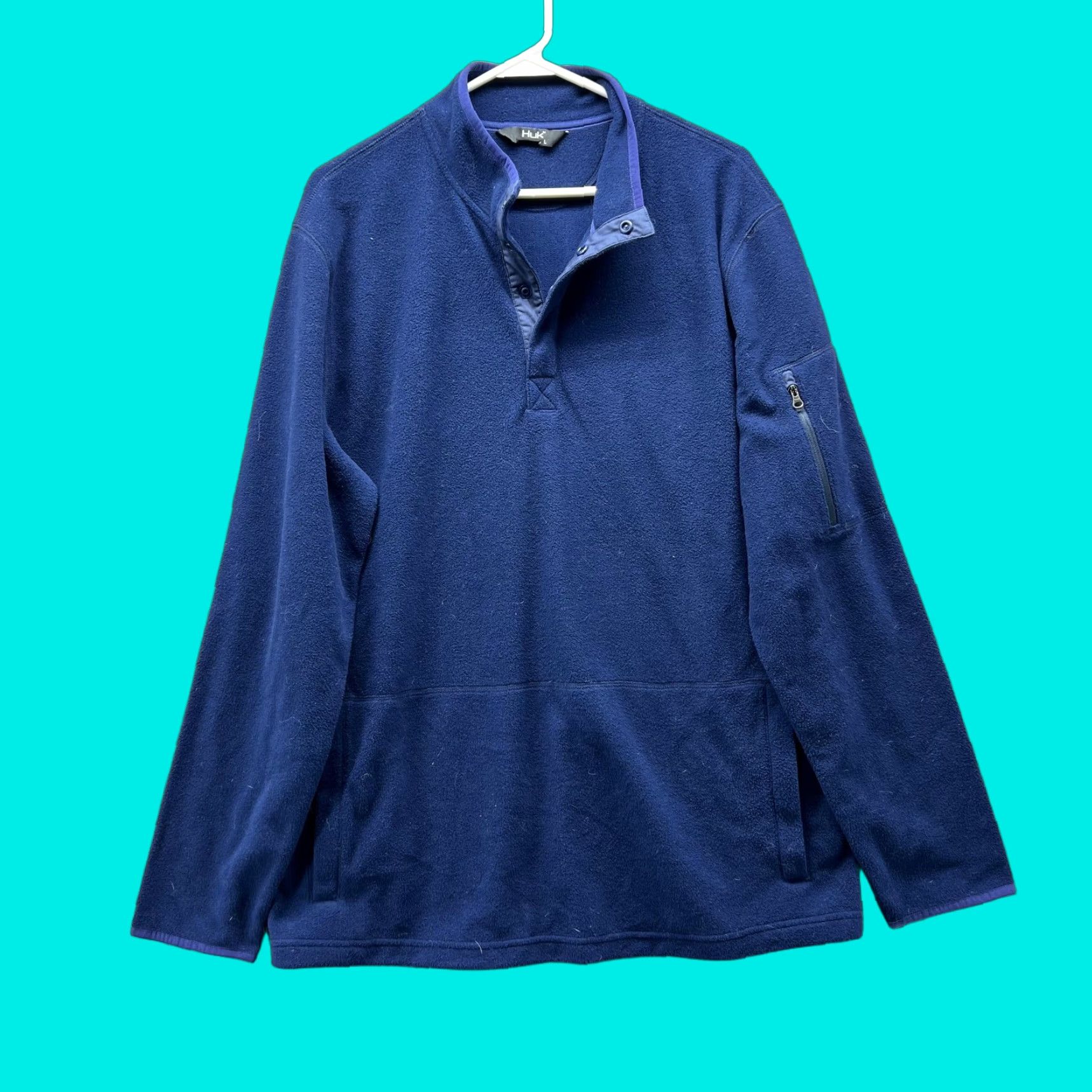 Vintage VINTAGE Huk Sweater Men Large Blue 1/4 Zip Pullover Sweatshirt Casual Fleece Jacket Vtg Size US L / EU 52-54 / 3 - 1 Thumbnail