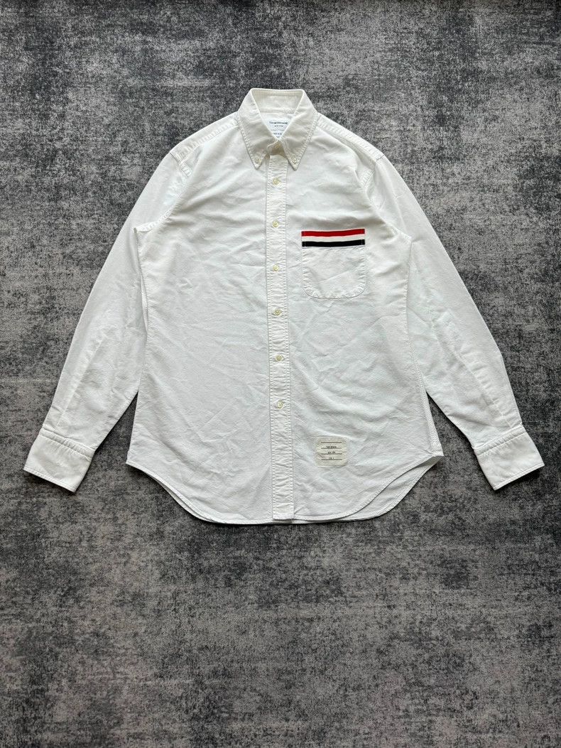 Thom Browne Thom Browne White Pocket Striped Shirt-dmc Size US M / EU 48-50 / 2 - 1 Thumbnail